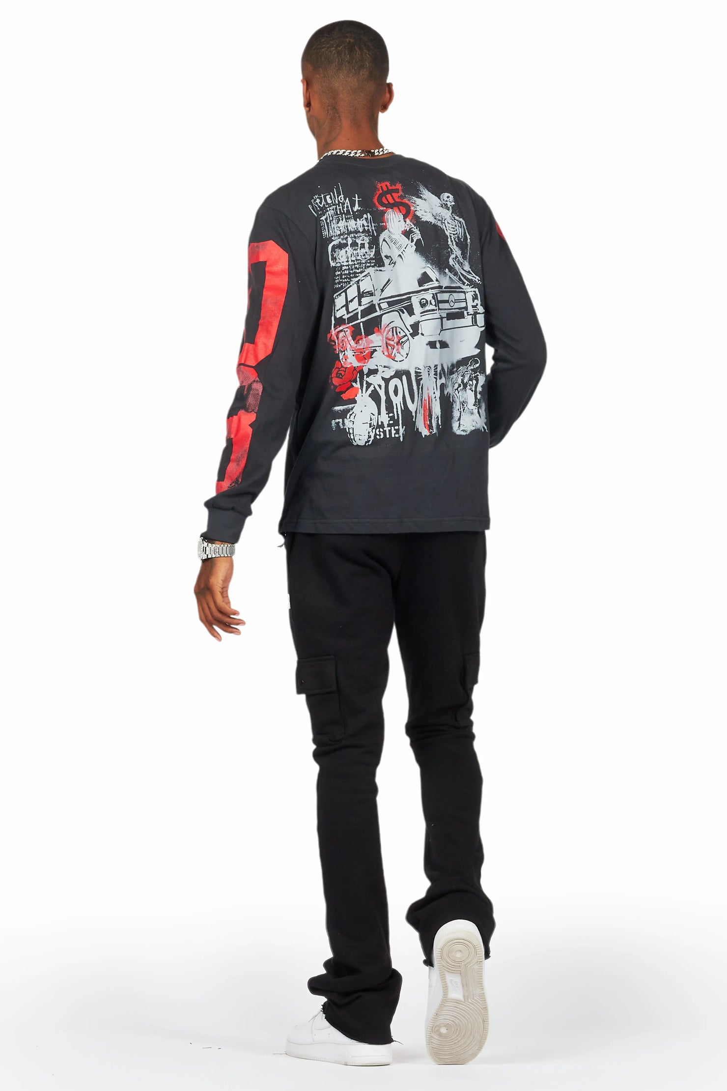 Admir Black Stacked Flare Pant