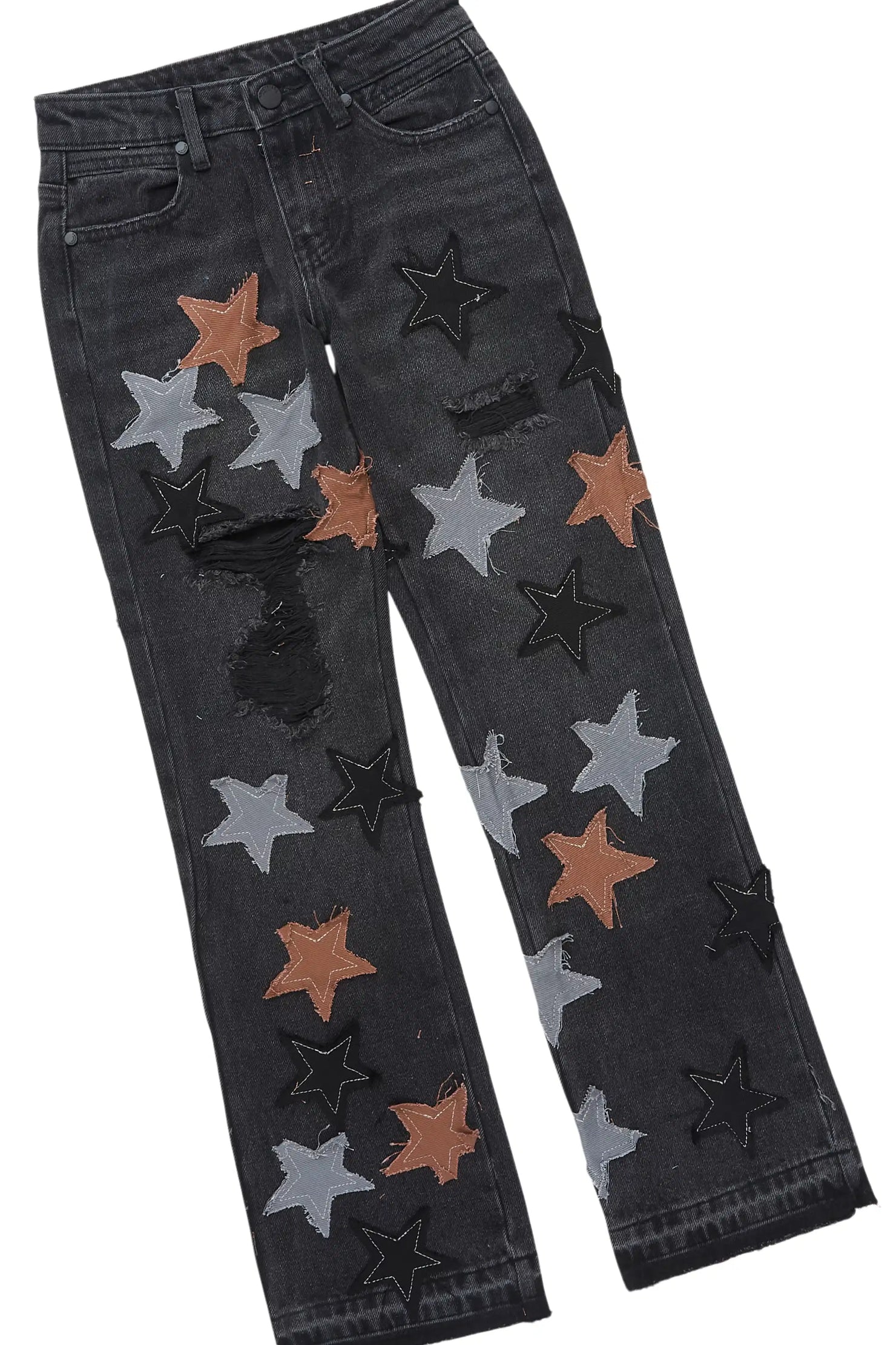 Boys Lake Black Hoodie & Starlane Black Stacked Flare Jean Set