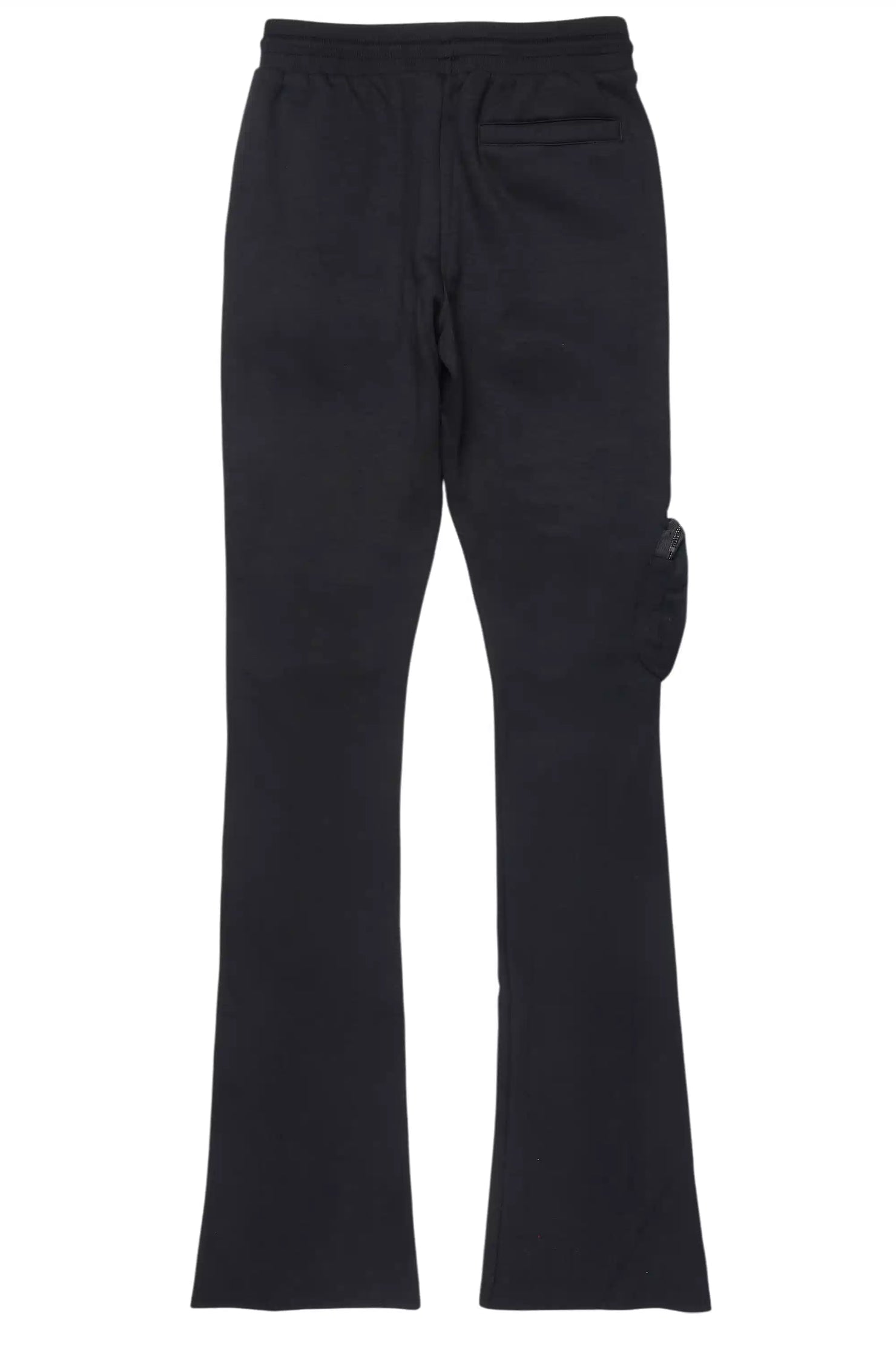 Noriko Black/Black Stacked Flare Track Pant