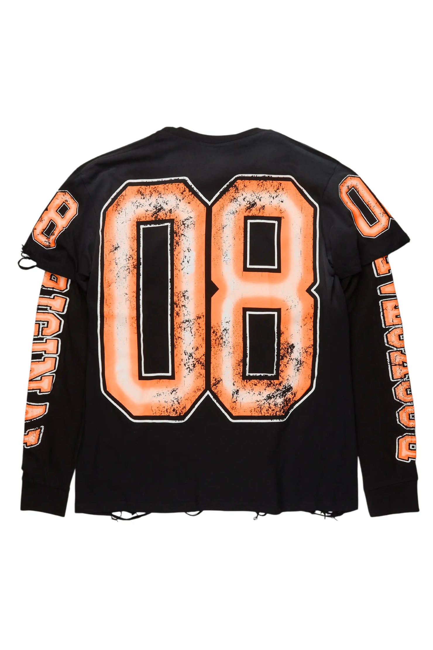 Fields Black/Orange Double Layer Long Sleeve Graphic T-Shirt