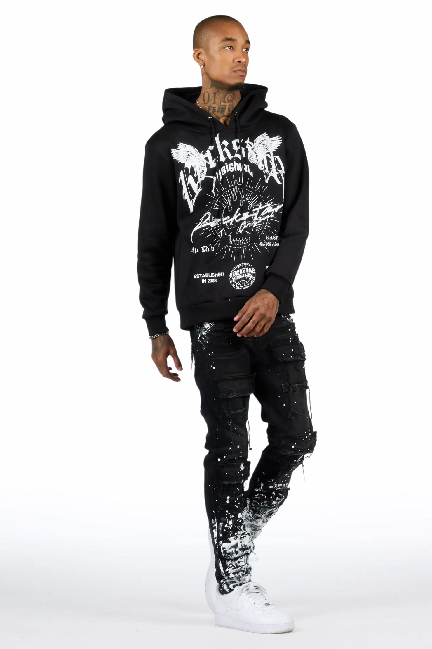Tally Black/Black Hoodie/Slim Fit Jean Set
