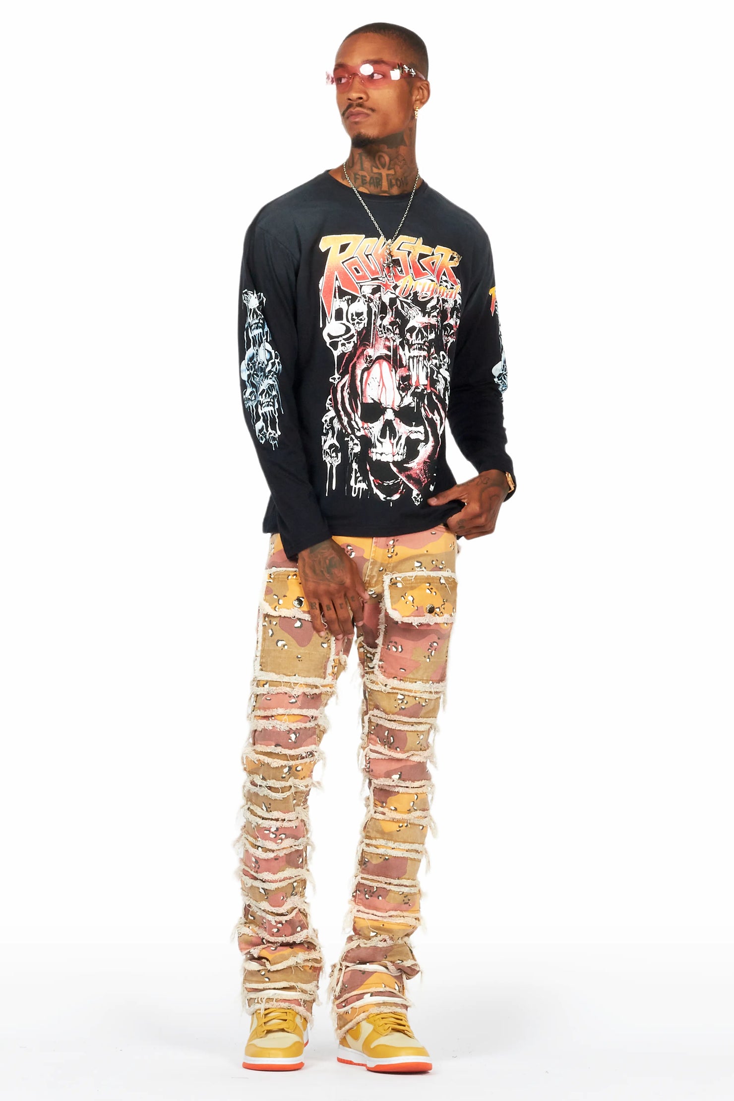 Kinby Multi Camo Stacked Flare Jean