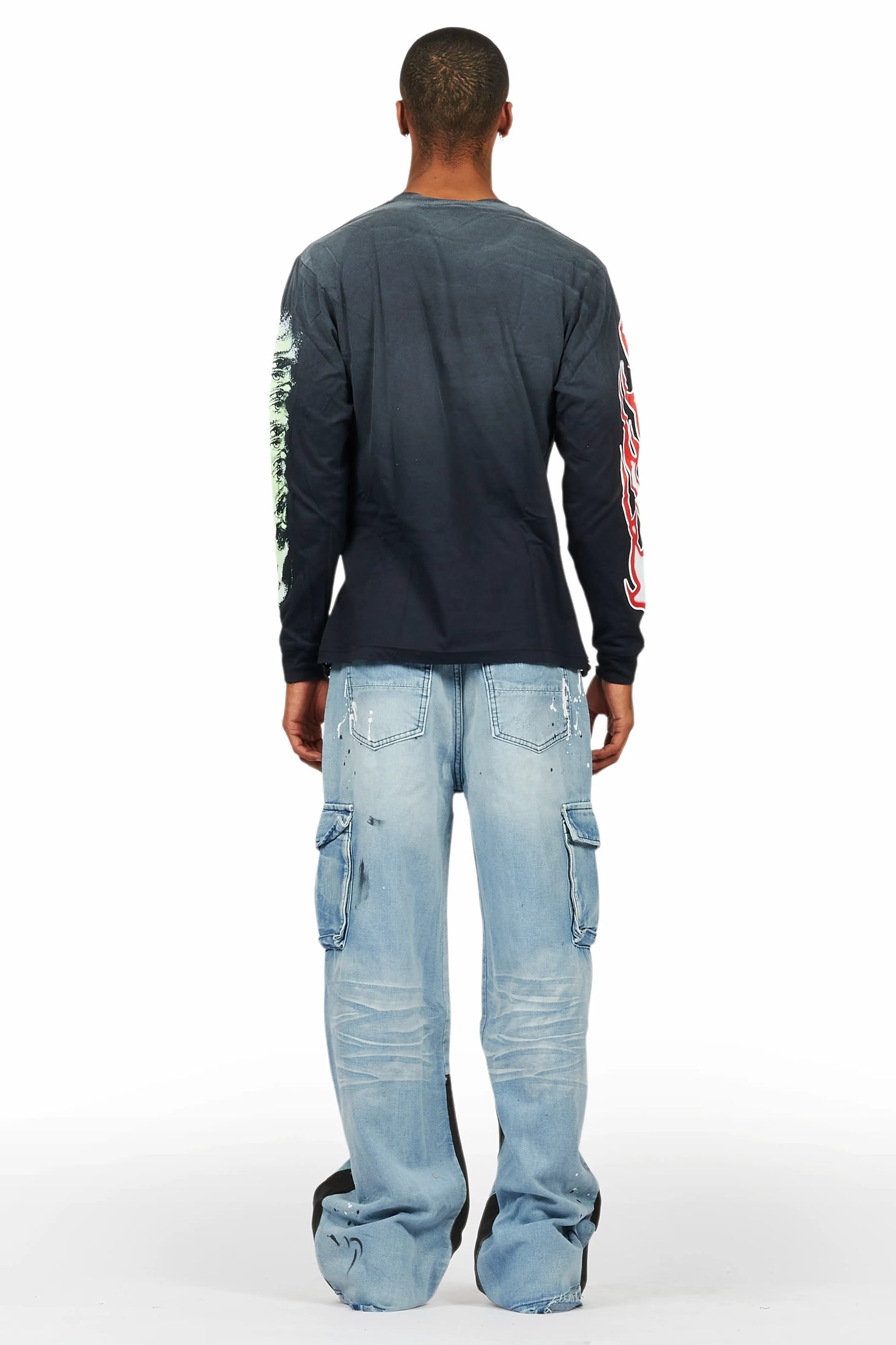 Beno Black/Blue Long Sleeve T-Shirt/Baggy Fit Jean Bundle