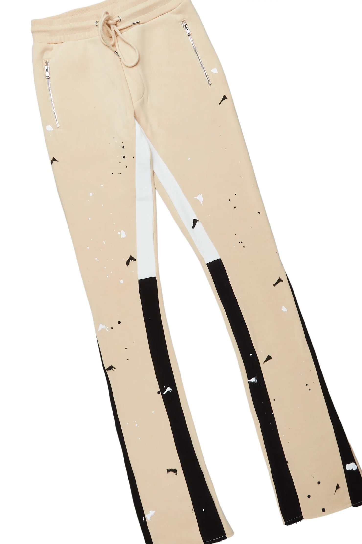 Jaco Beige Hoodie Stacked Flare Pant Track Set