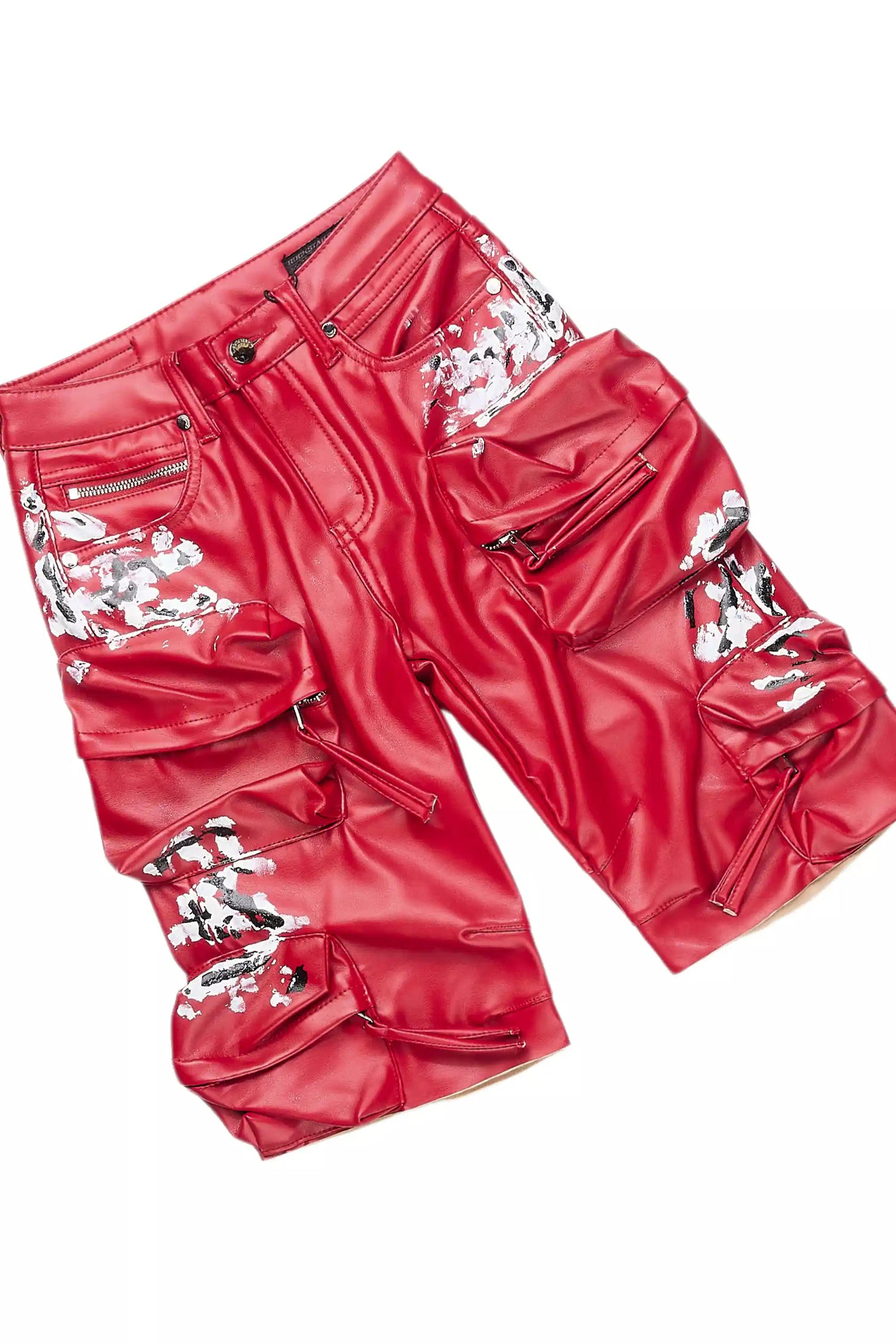 Boys Saxon Black/Red T-Shirt/PU Short Set