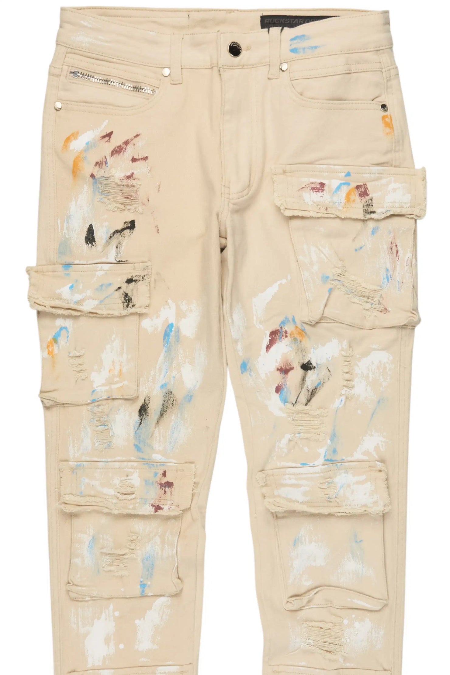 Orien Beige Painter Skinny Fit Jean