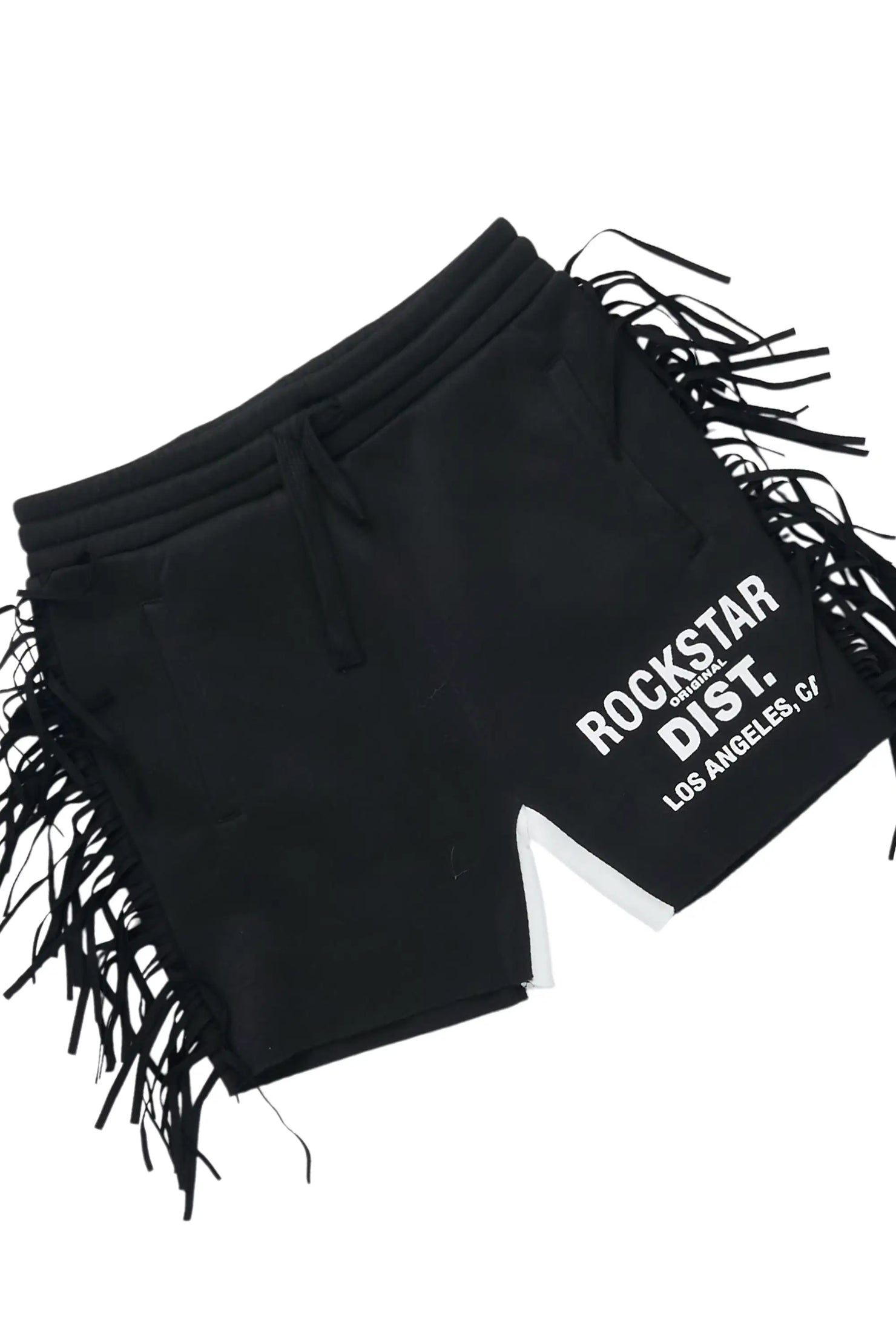 Girls Kendra Black/White Graphic T-Shirt/Fringe Short Set