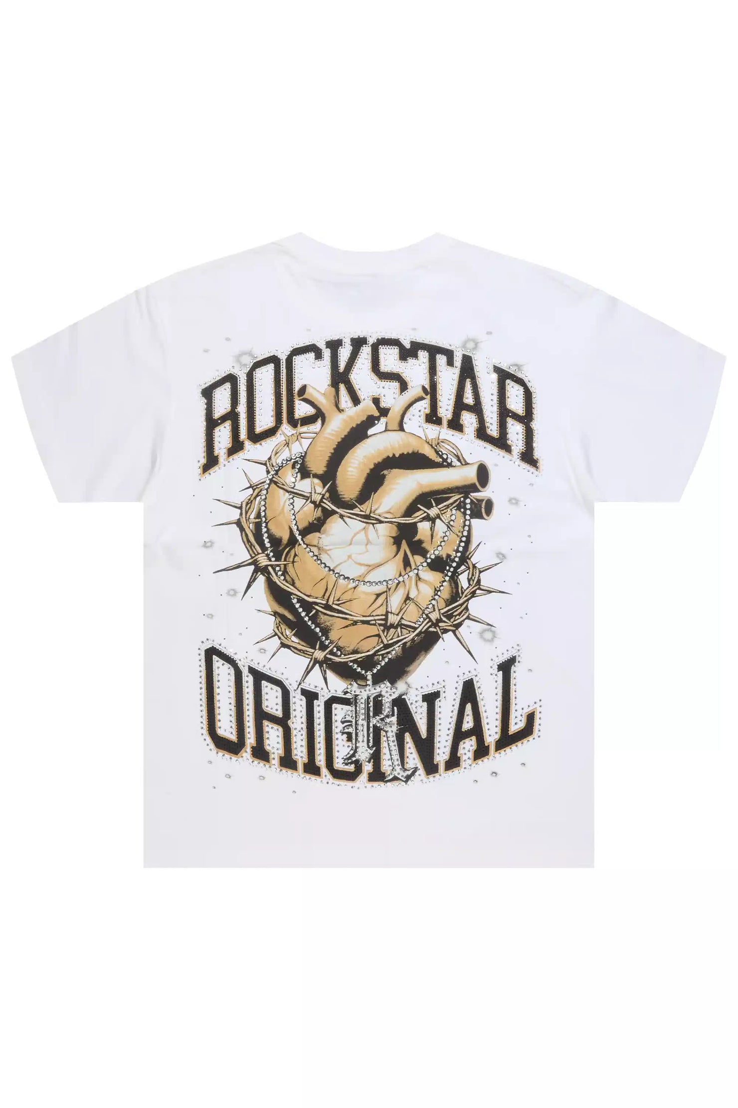 Krock White Graphic Rhinestone T-Shirt