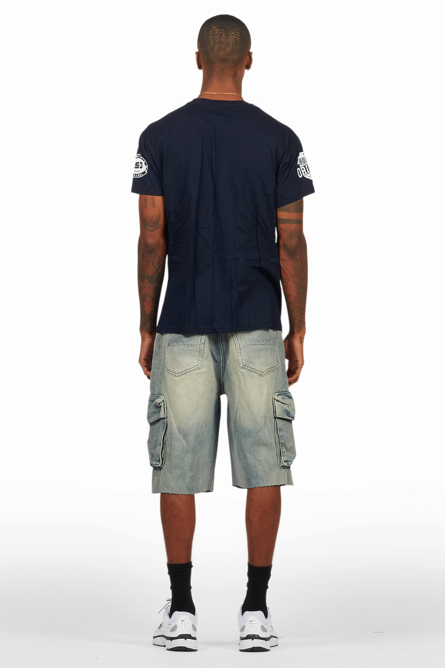 Amos Navy T-Shirt/Denim Short Set