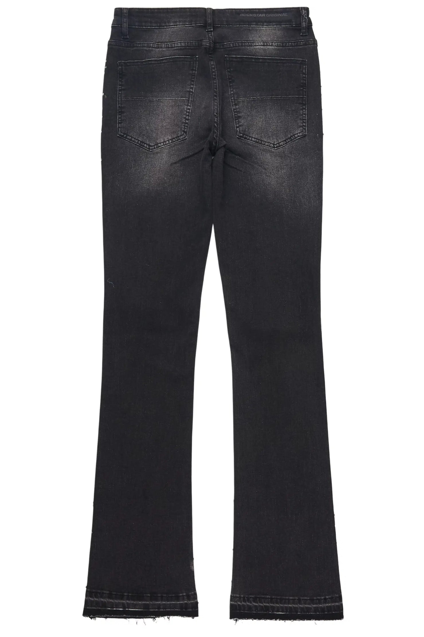 Maxton Dark Grey Rhinestone Stacked Flare Jean