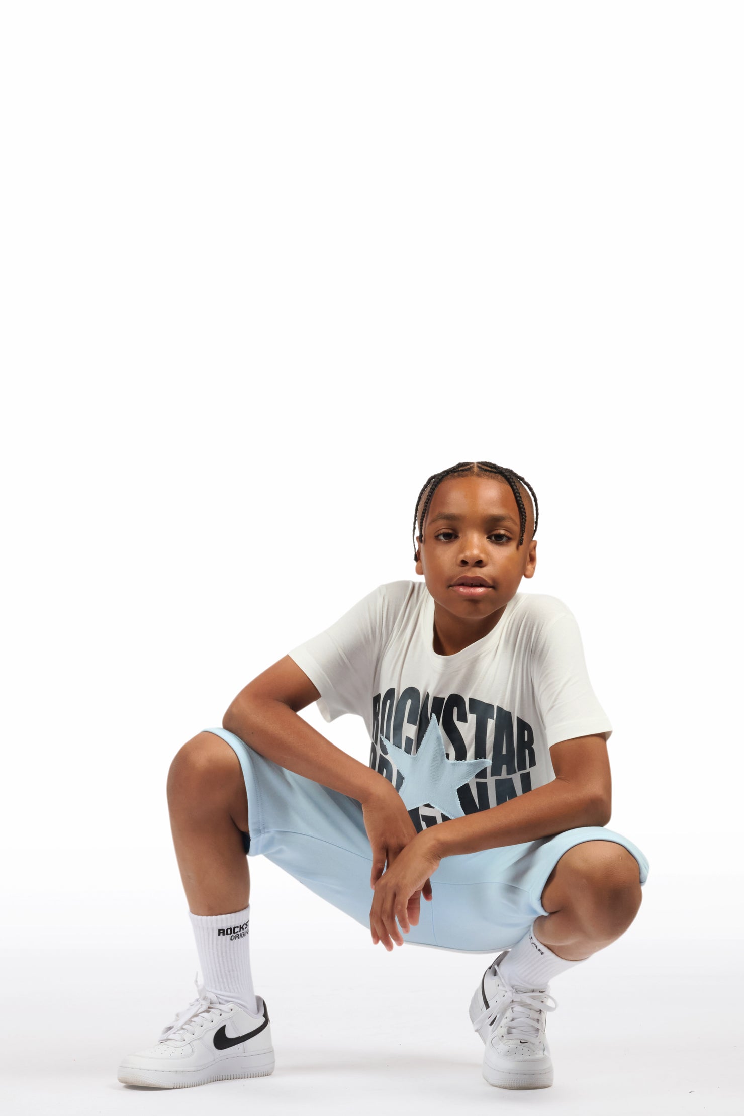 Boys Sarge White/Blue T-Shirt/Short Set