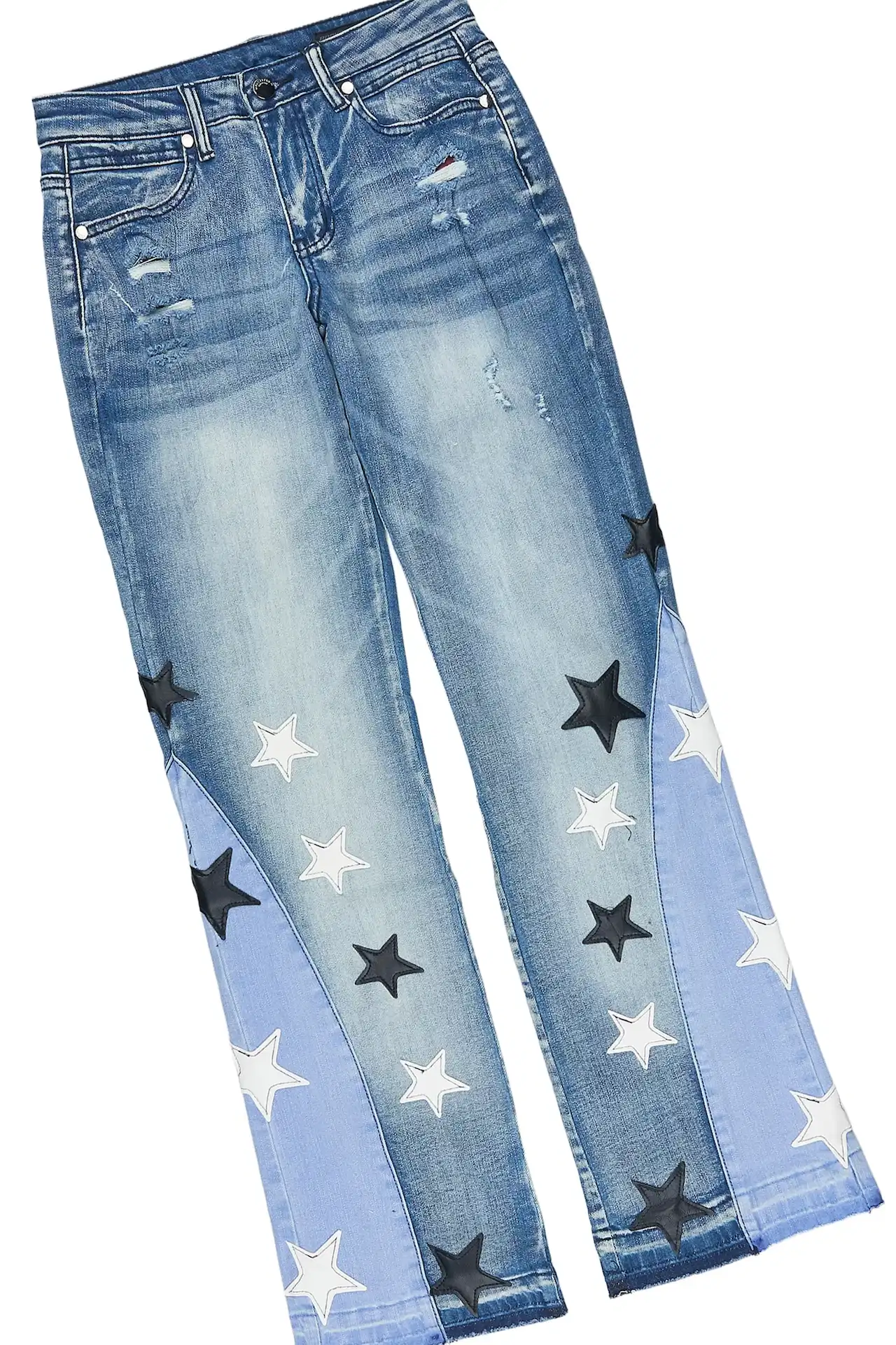 Girls Zayda Light Blue/Blue T-Shirt Stacked Jean Set