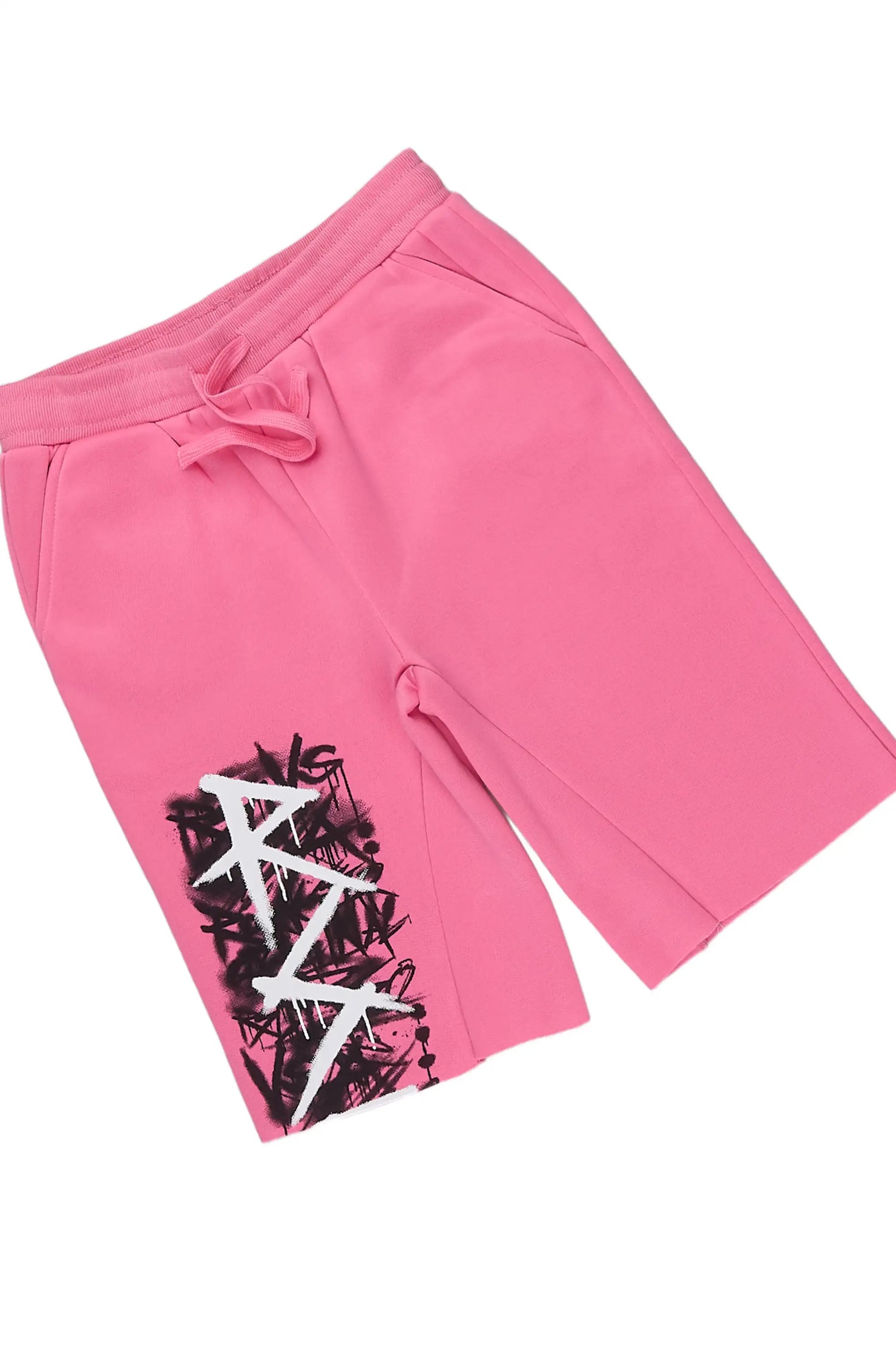 Girls Tanesha Pink Cut Off Hooded Short Set