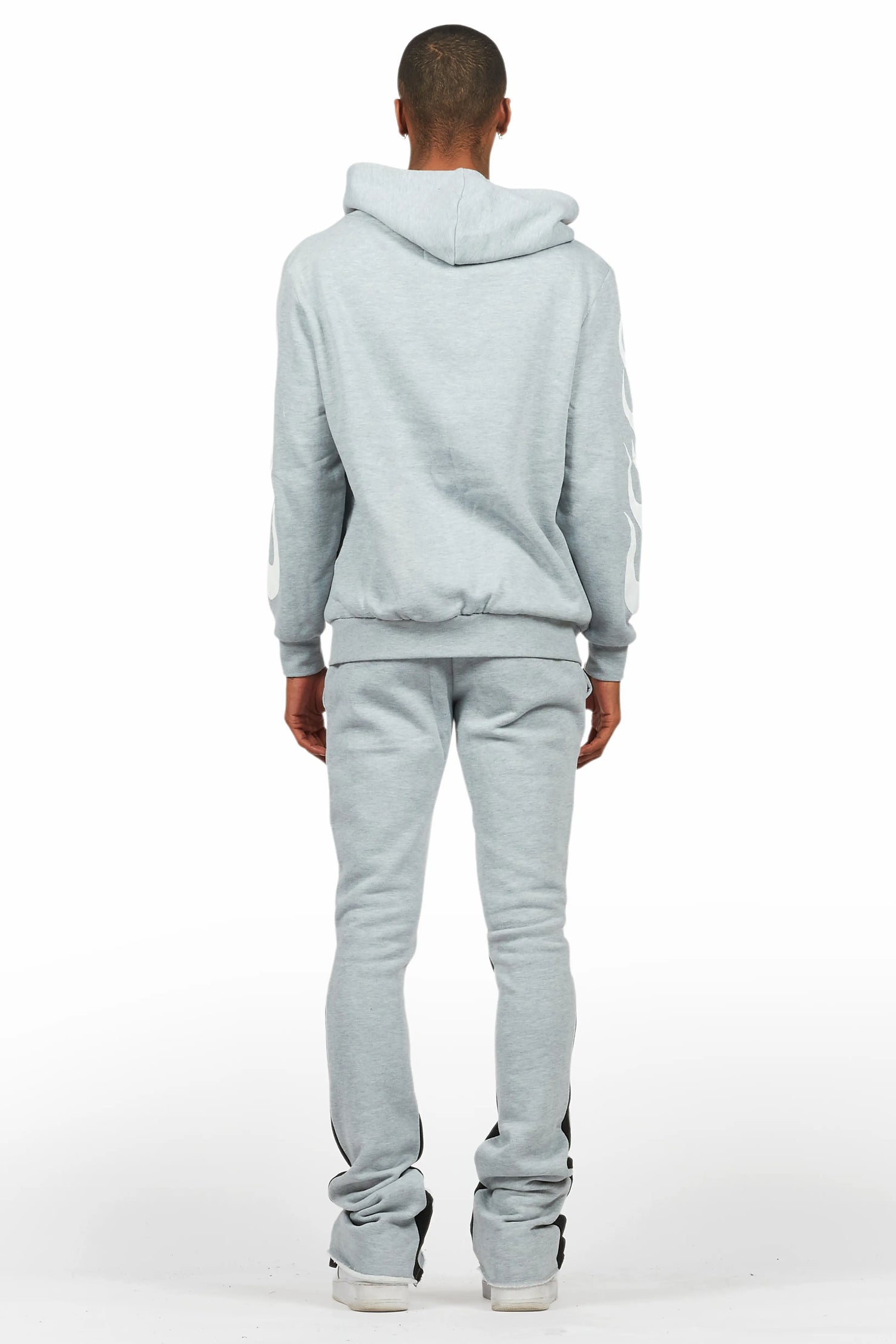 Edel Grey/White Hoodie/Stacked Flare Pant Set