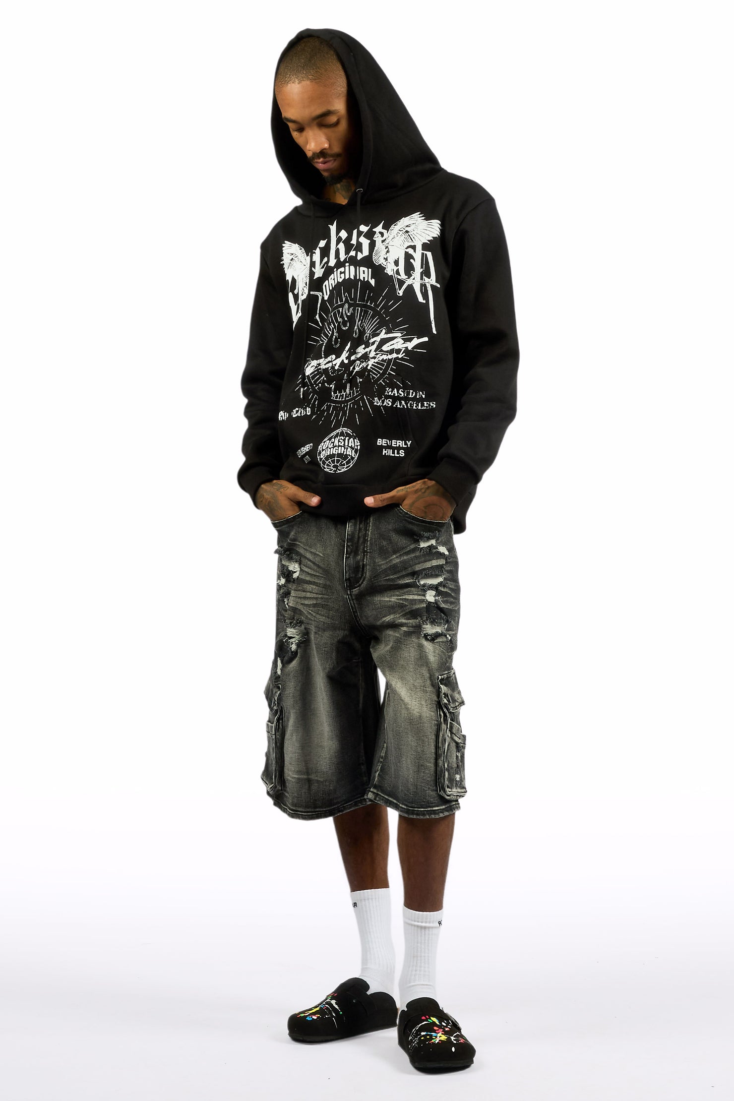 Mens Art Dist Black Suede Mule