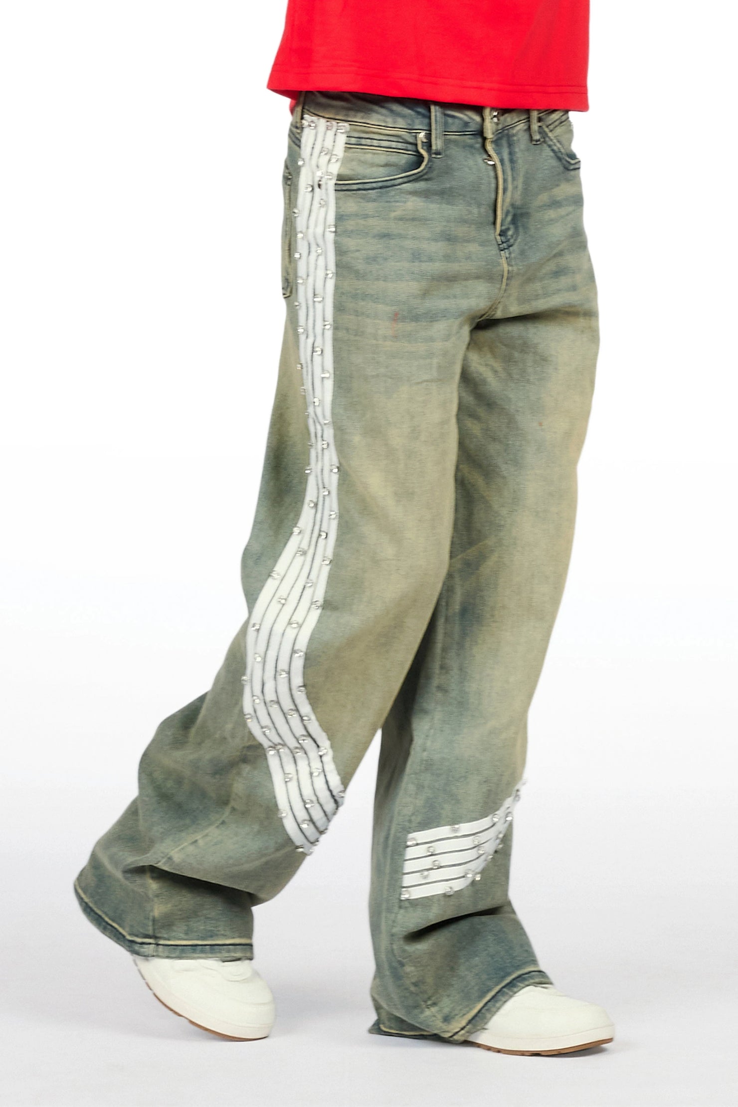 Boys Zayven Tint Blue Baggy Fit Jean