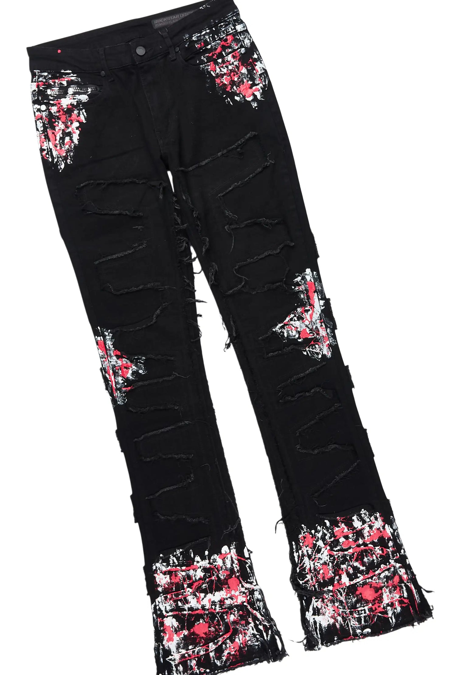 Amos Red/Black Windbreaker/Stacked Flare Jean