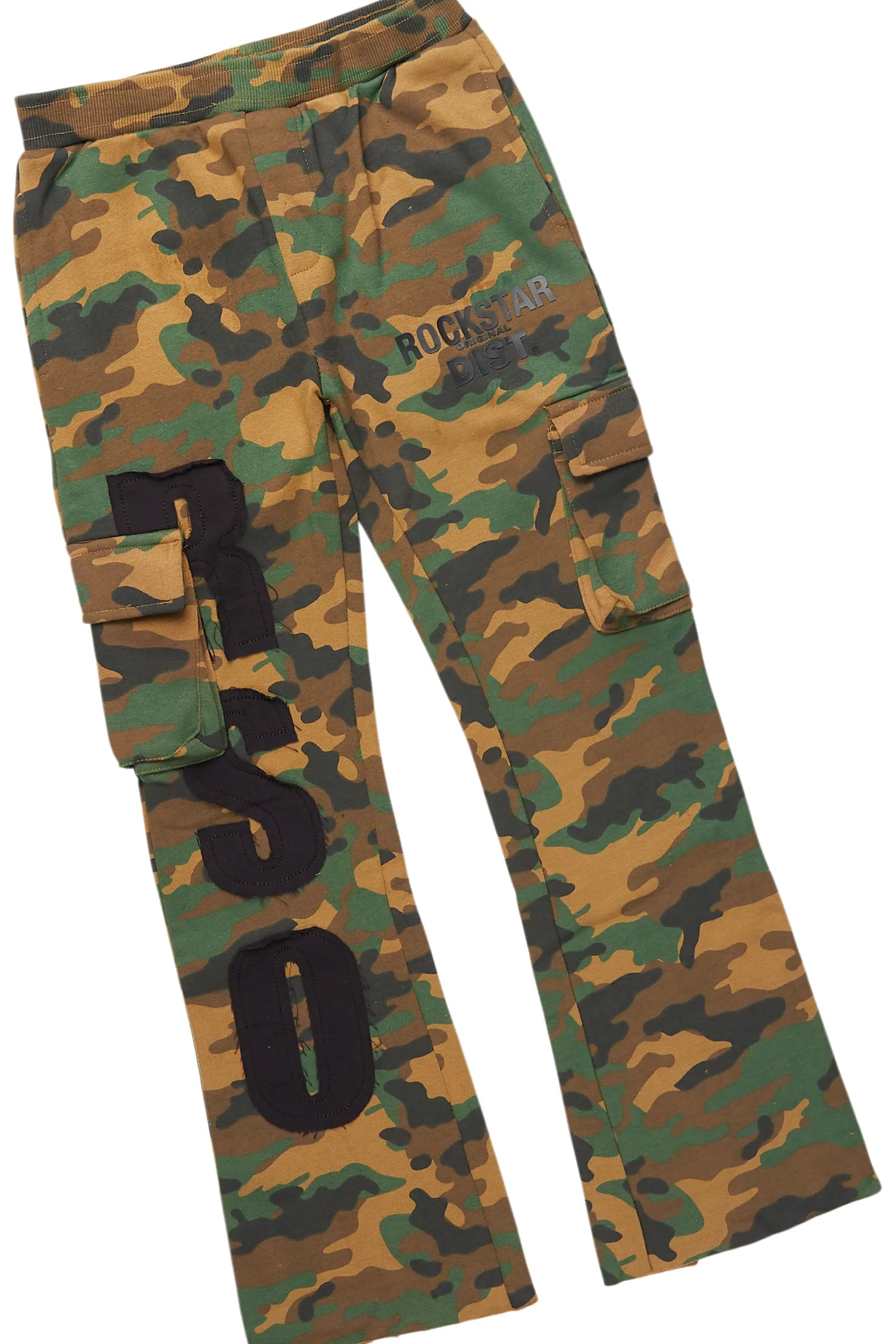 Boys Amos Black/Camo T-Shirt/Stacked Flare Pant Set