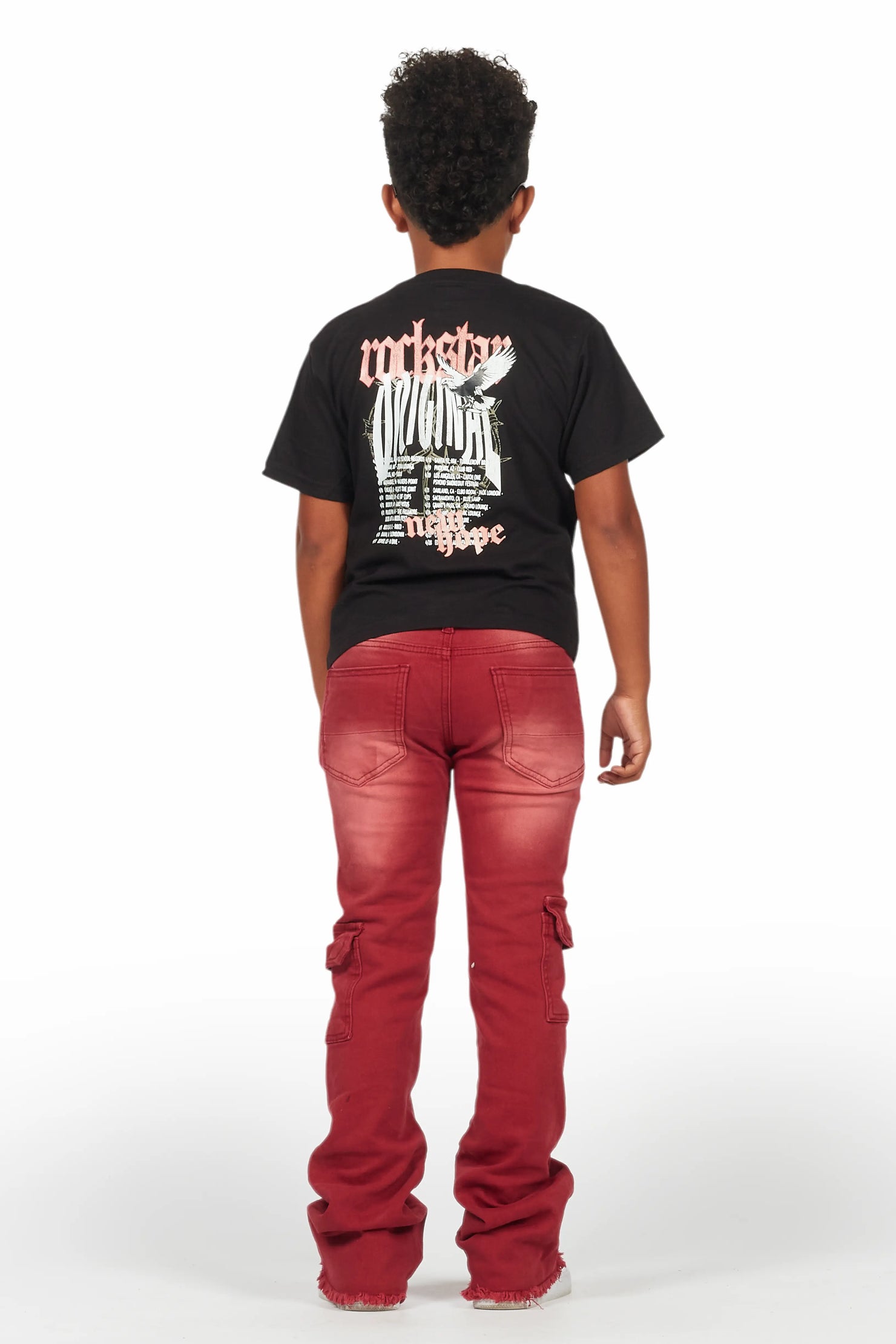 Boys Kade Red Stacked Flare Jean