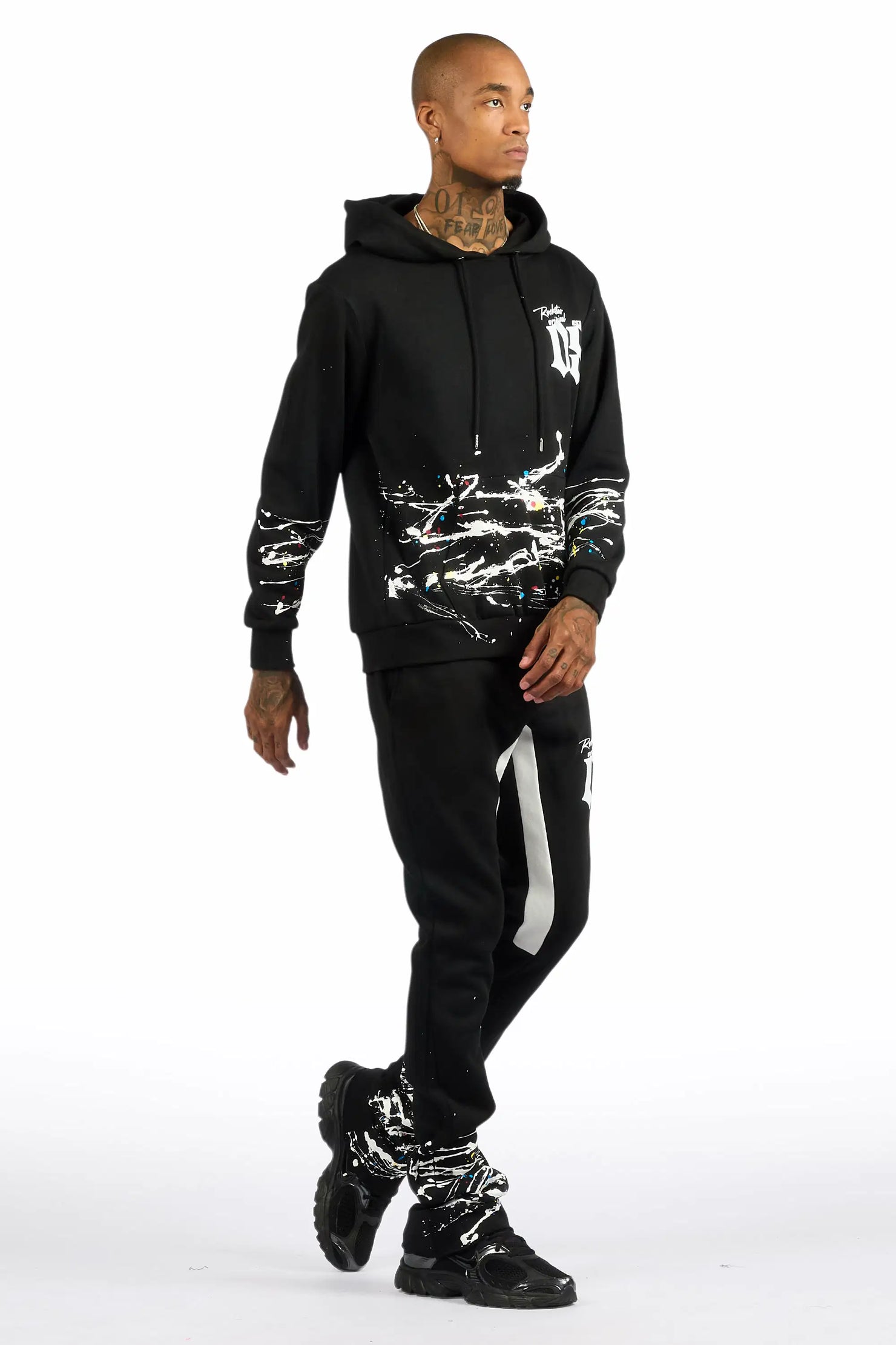 Horia Black/Multi Hoodie/Stacked Flare Track Set
