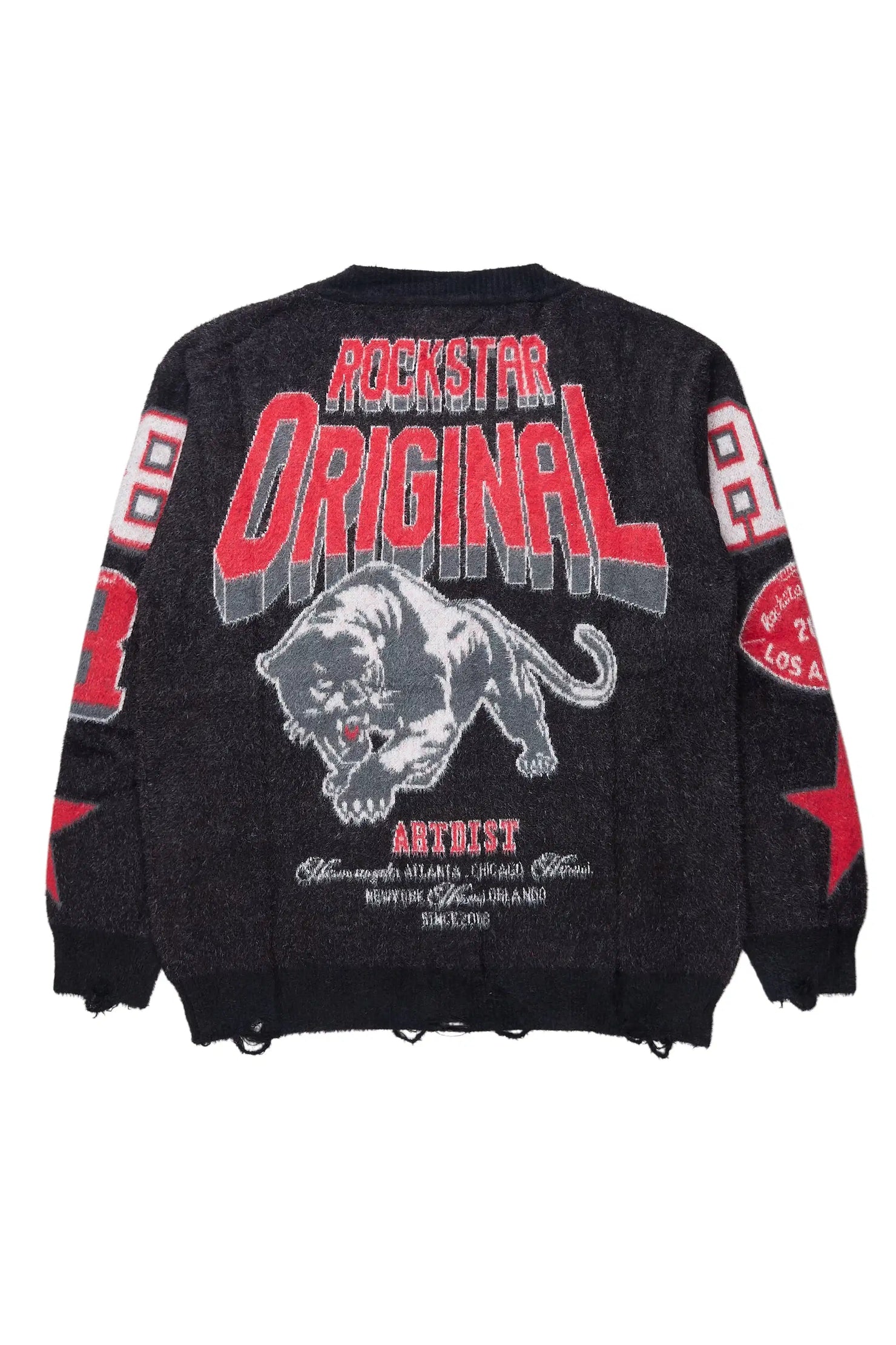 Delling Black/White/Red Knit Sweater