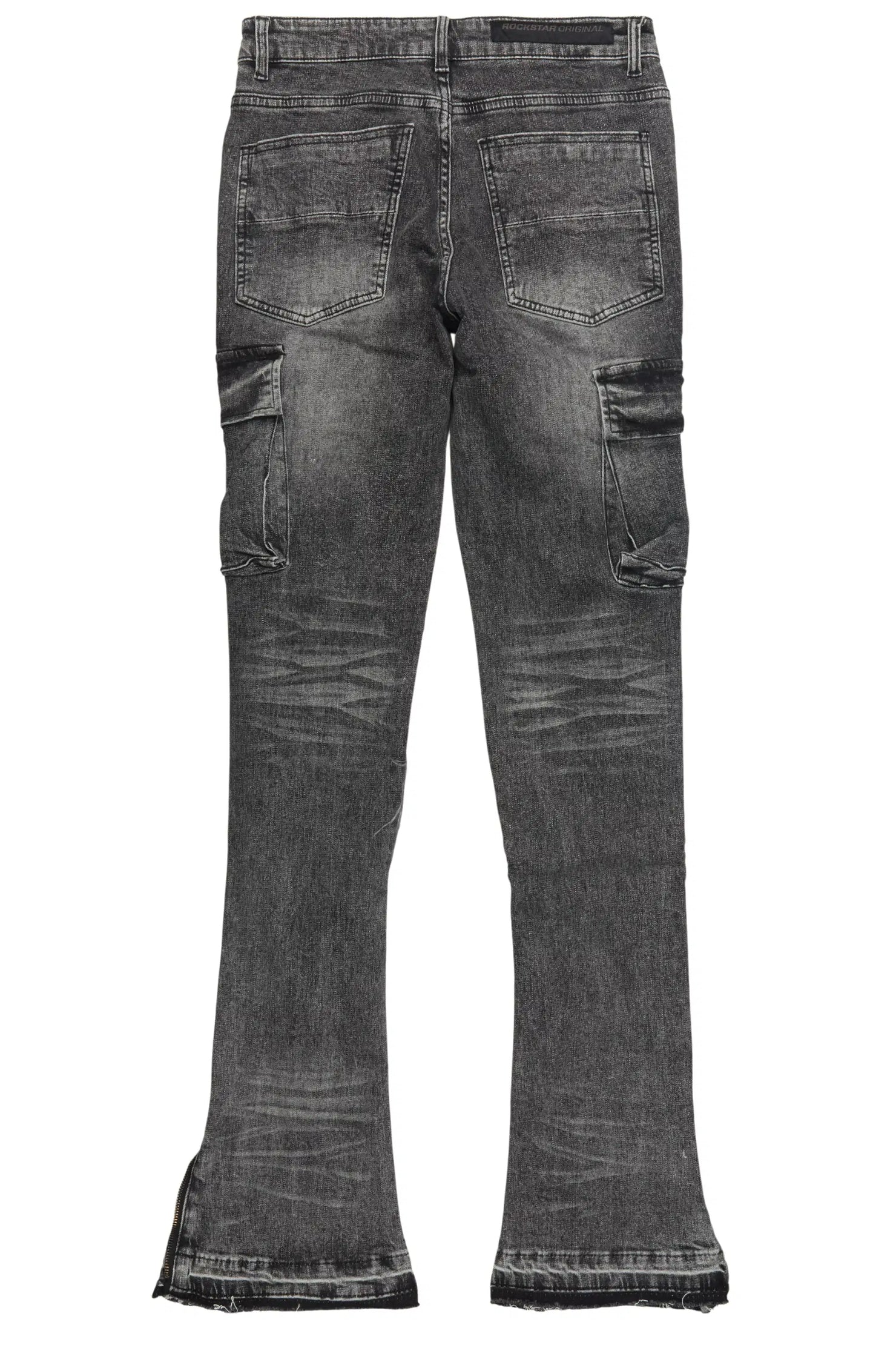 Aftermath Dark Grey Stacked Flare Jean