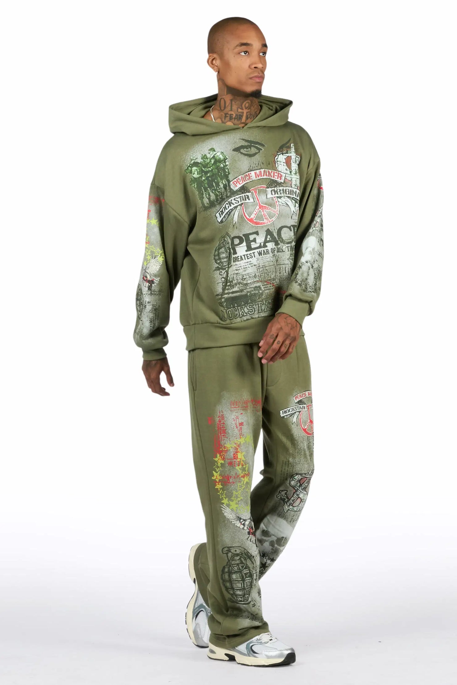 Seiko Army Green Hoodie Baggy Track Set
