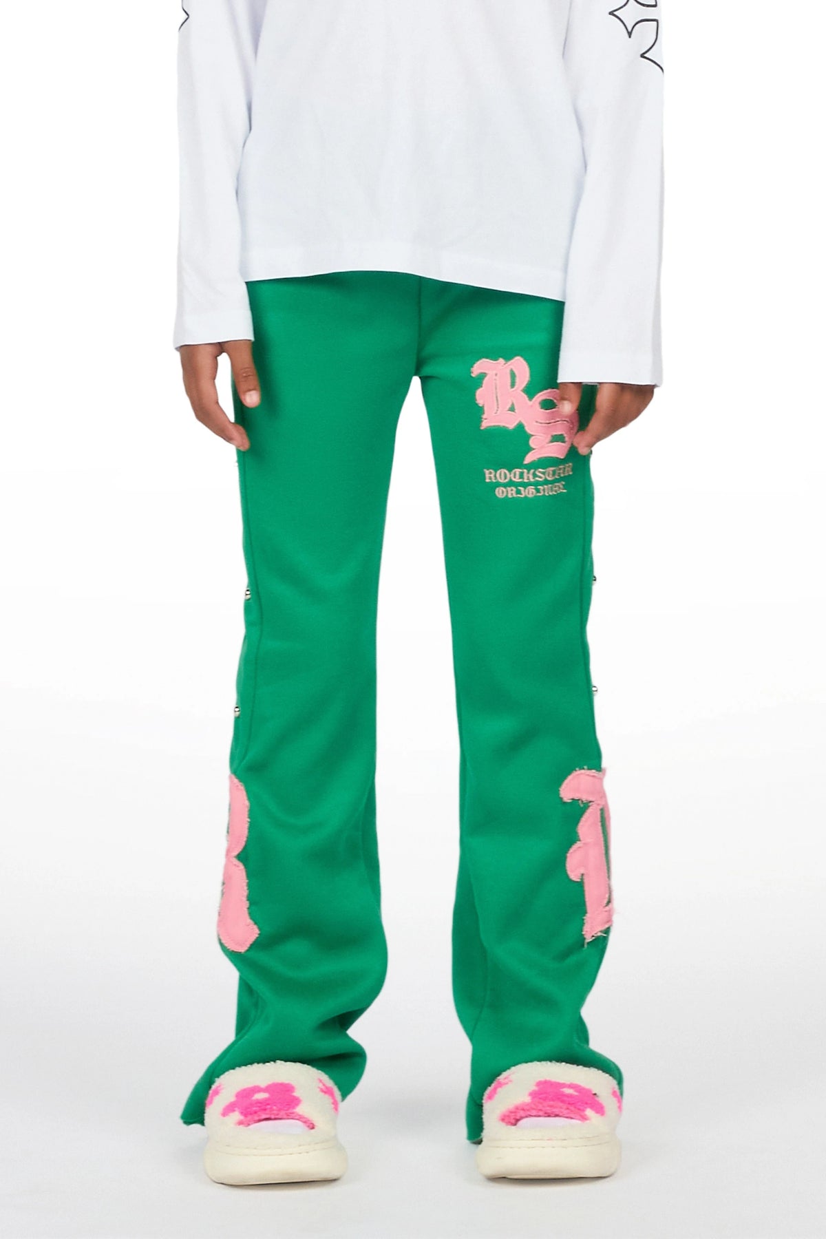 Girls Shironda Green/Pink Stacked Flare Pant
