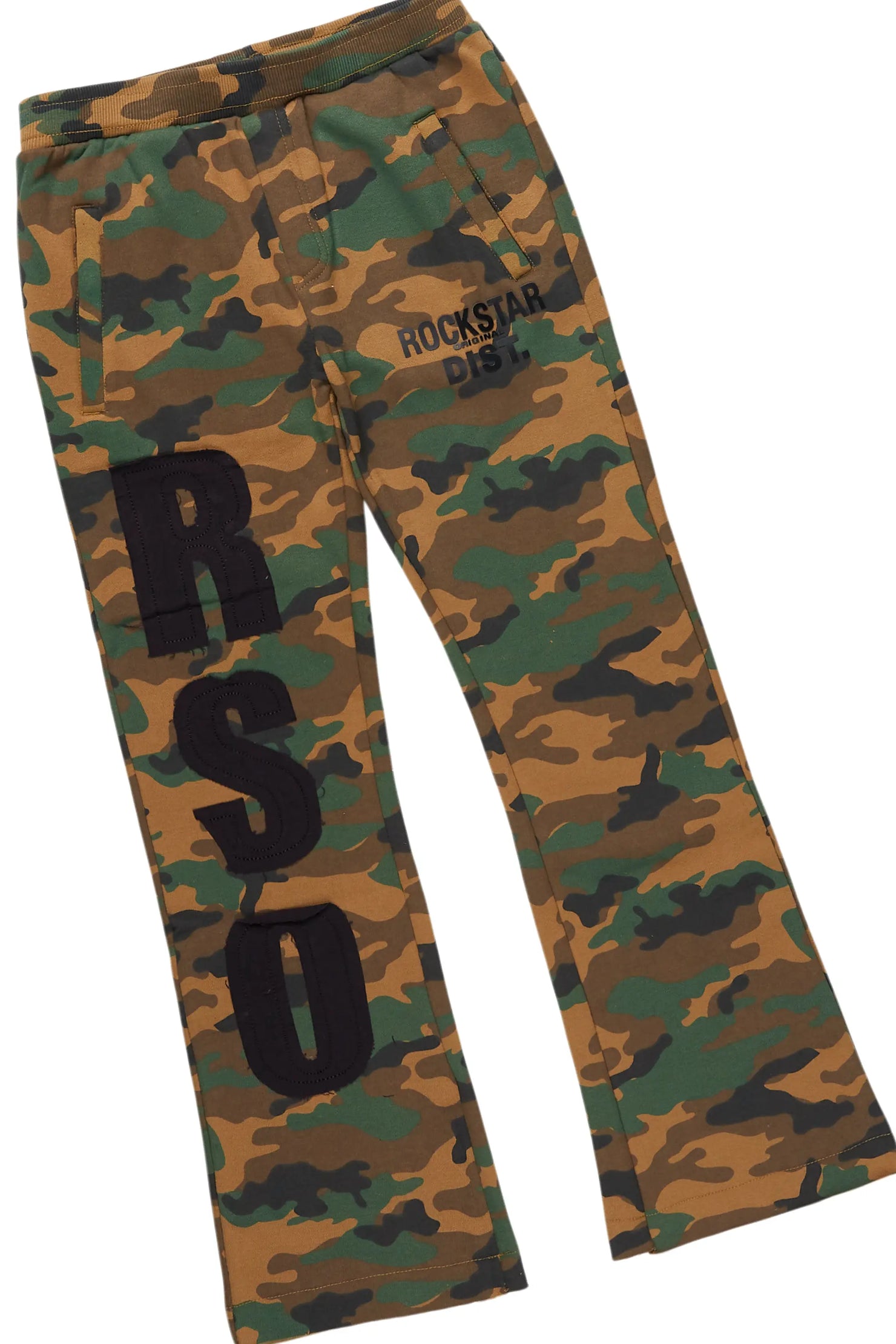 Boys Koen Black/Camo T-Shirt/Stacked Flare Pant Set