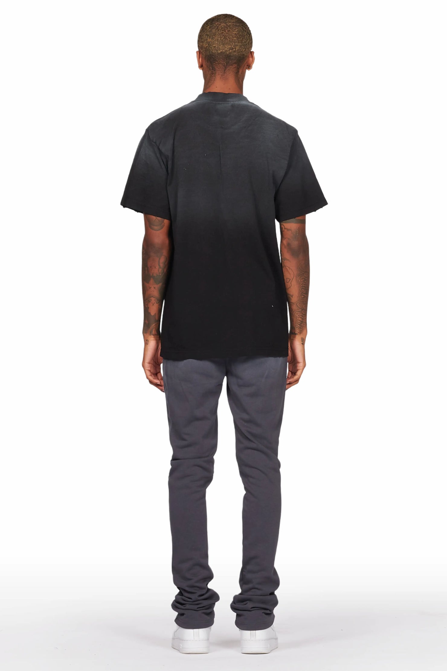 Vadim Charcoal/Black Oversize T-Shirt/Stacked Flare Track Set