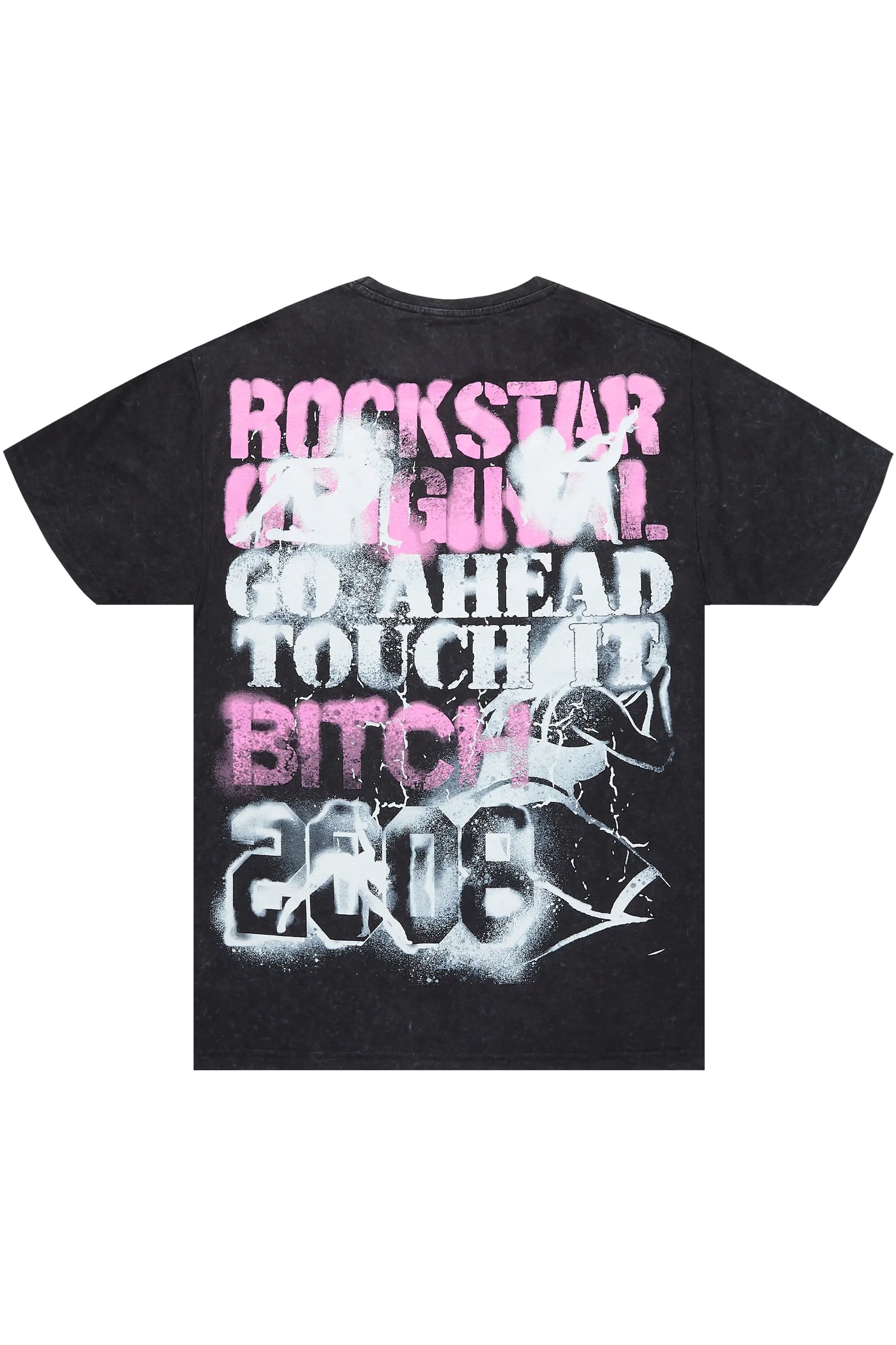 Strip Army Vintage Black Oversized Distressed Graphic T-Shirt