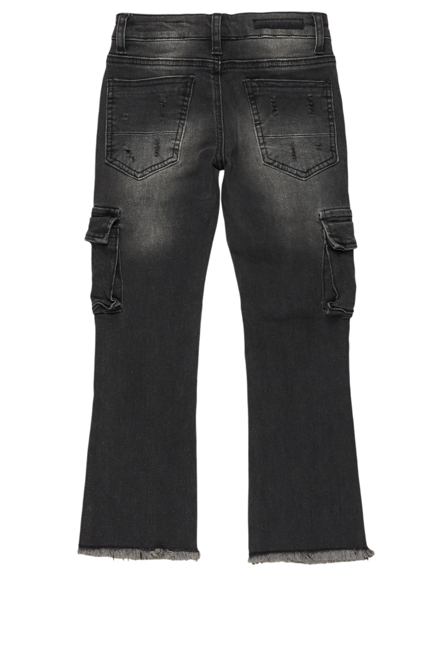 Boys Sterling Grey Fringe Stacked Flared Cargo Jean