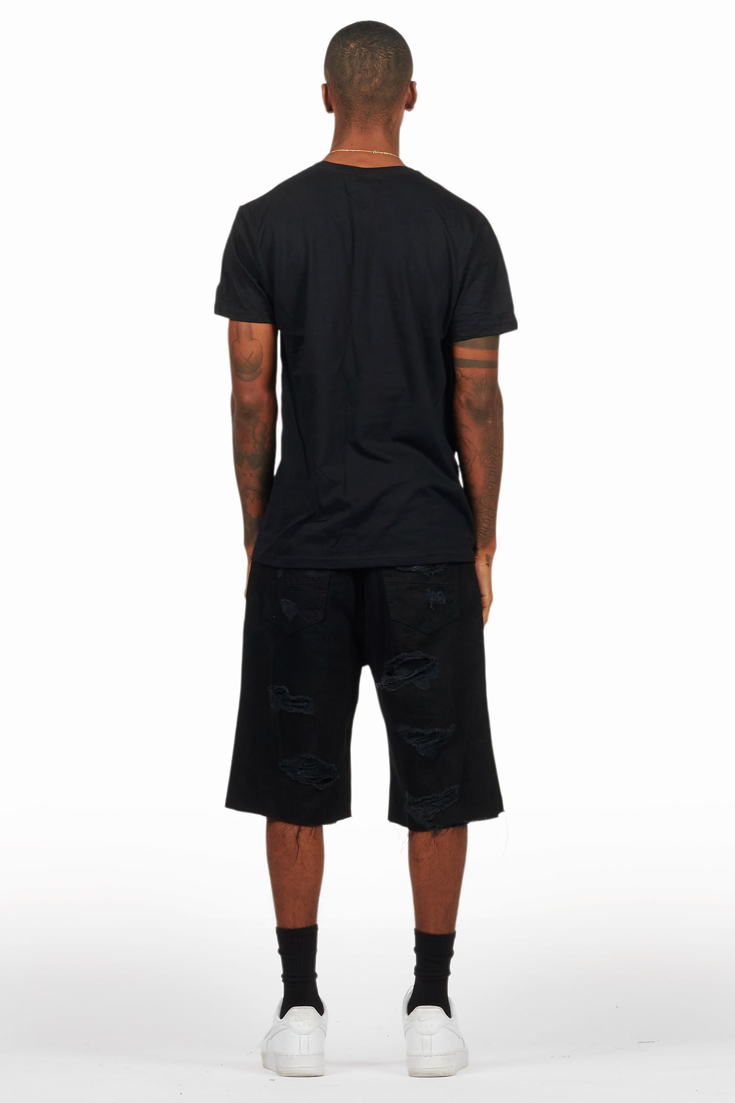 Kip Black T-Shirt/Denim Short Set