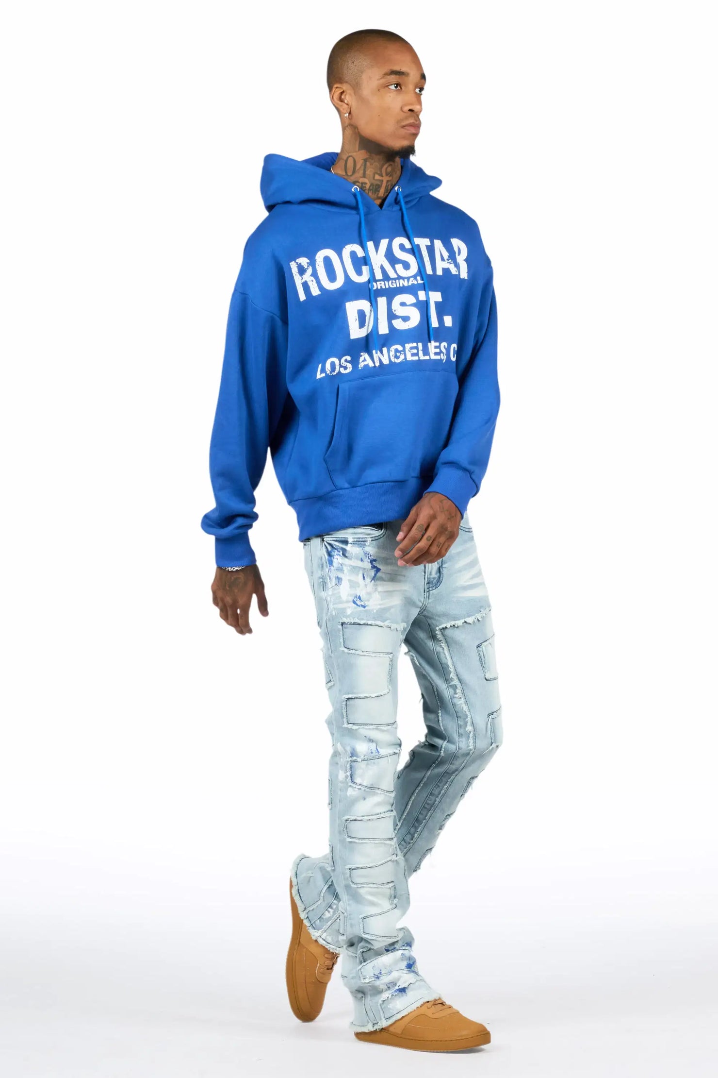 Saxon Royal/Blue Hoodie/Stacked Flare Jean Set