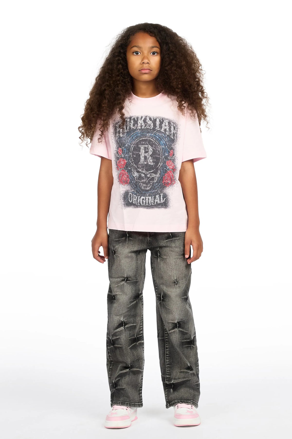 Girls Emiliana Washed Black Relaxed Fit Jean