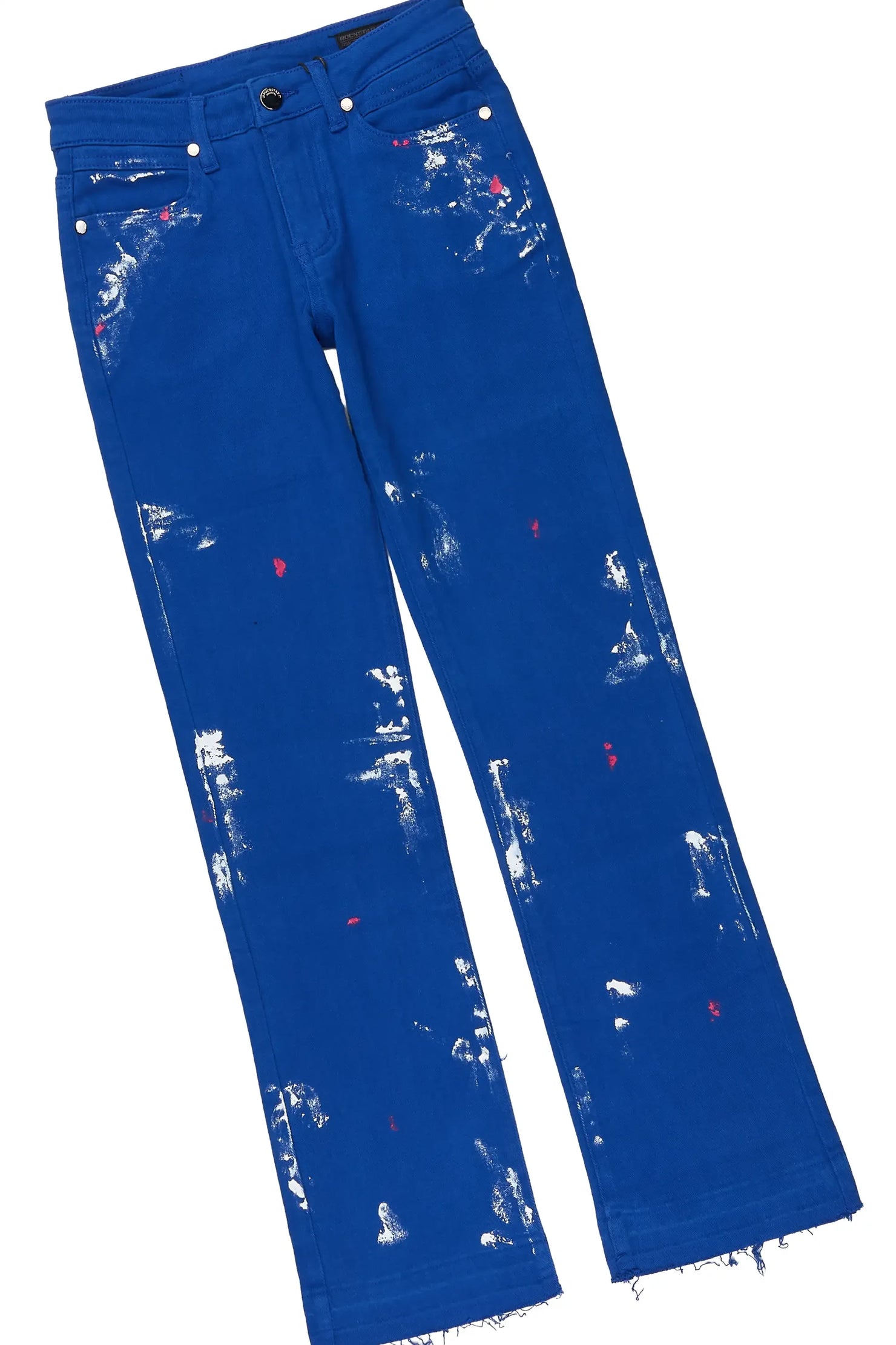 Boys Damarion White/Royal Cut Off T-Shirt Stacked Jean Set (ADDING PAINT)