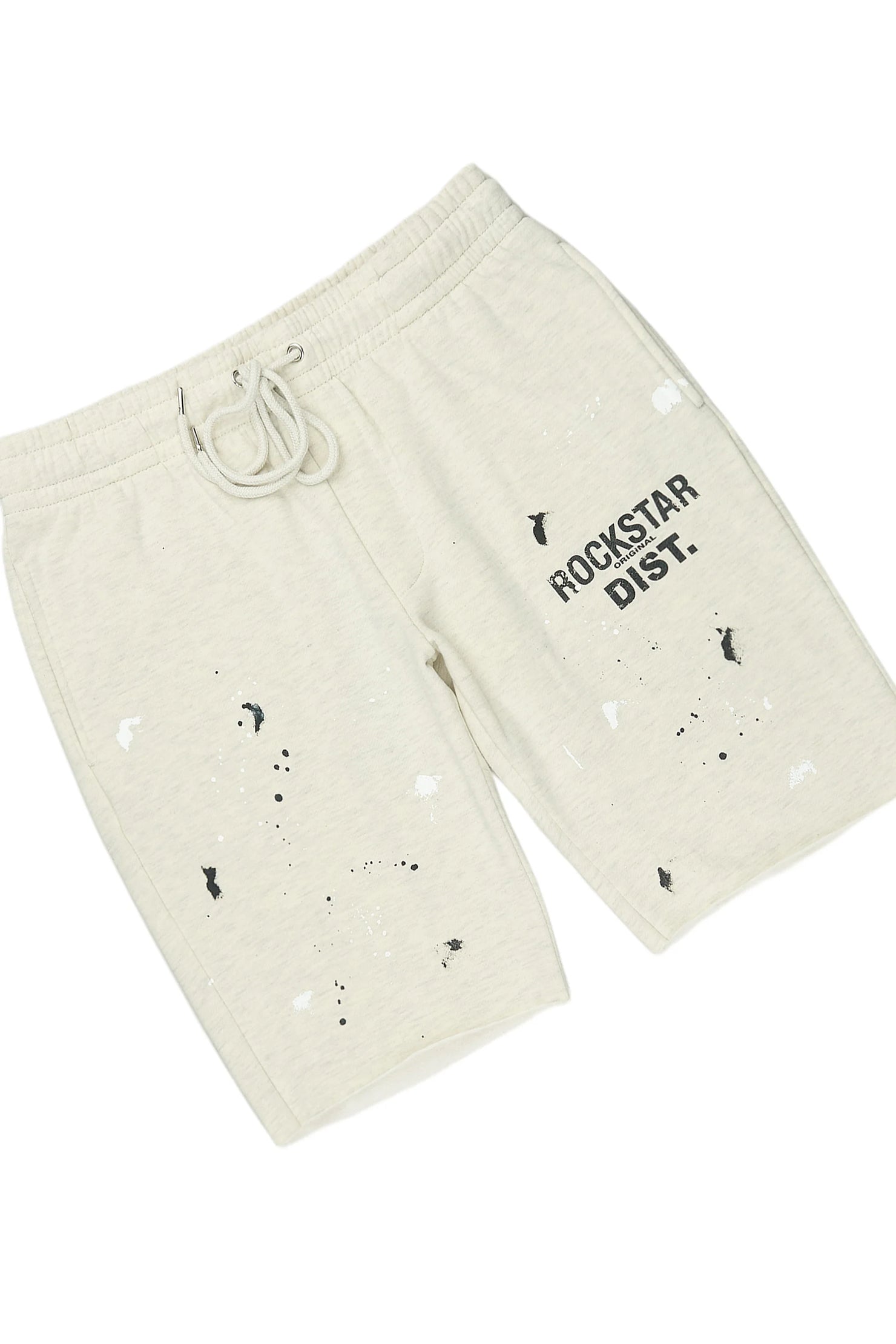 Raffer Light Oatmeal Cut Sleeve Hoodie Short Set
