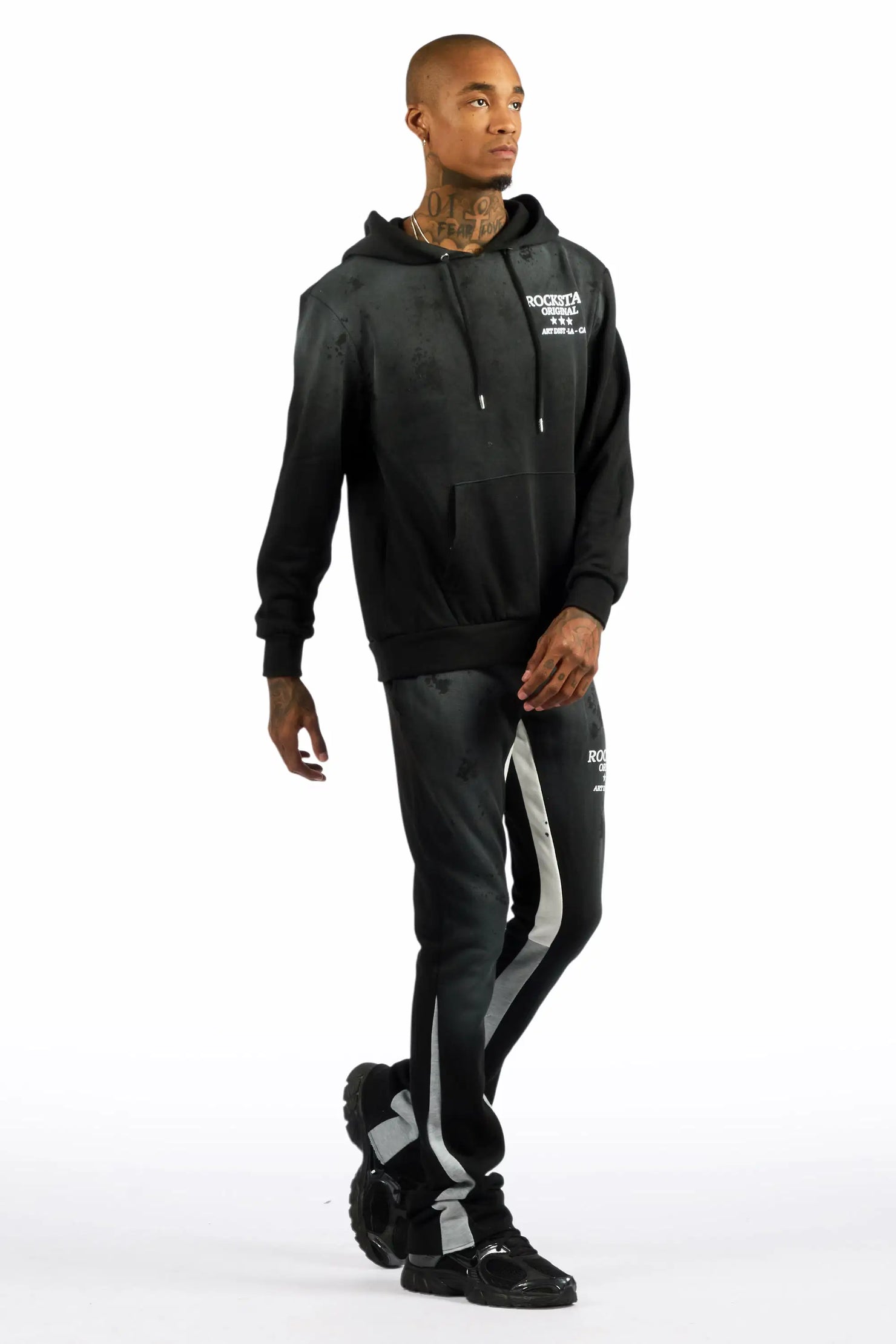 Damek Black/Grey Hoodie/Stacked Flare Track Set