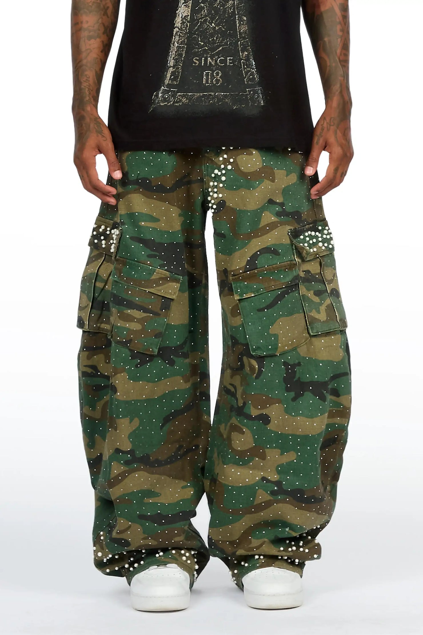 Bryx Camo Rhinestone Barrel Fit Jean