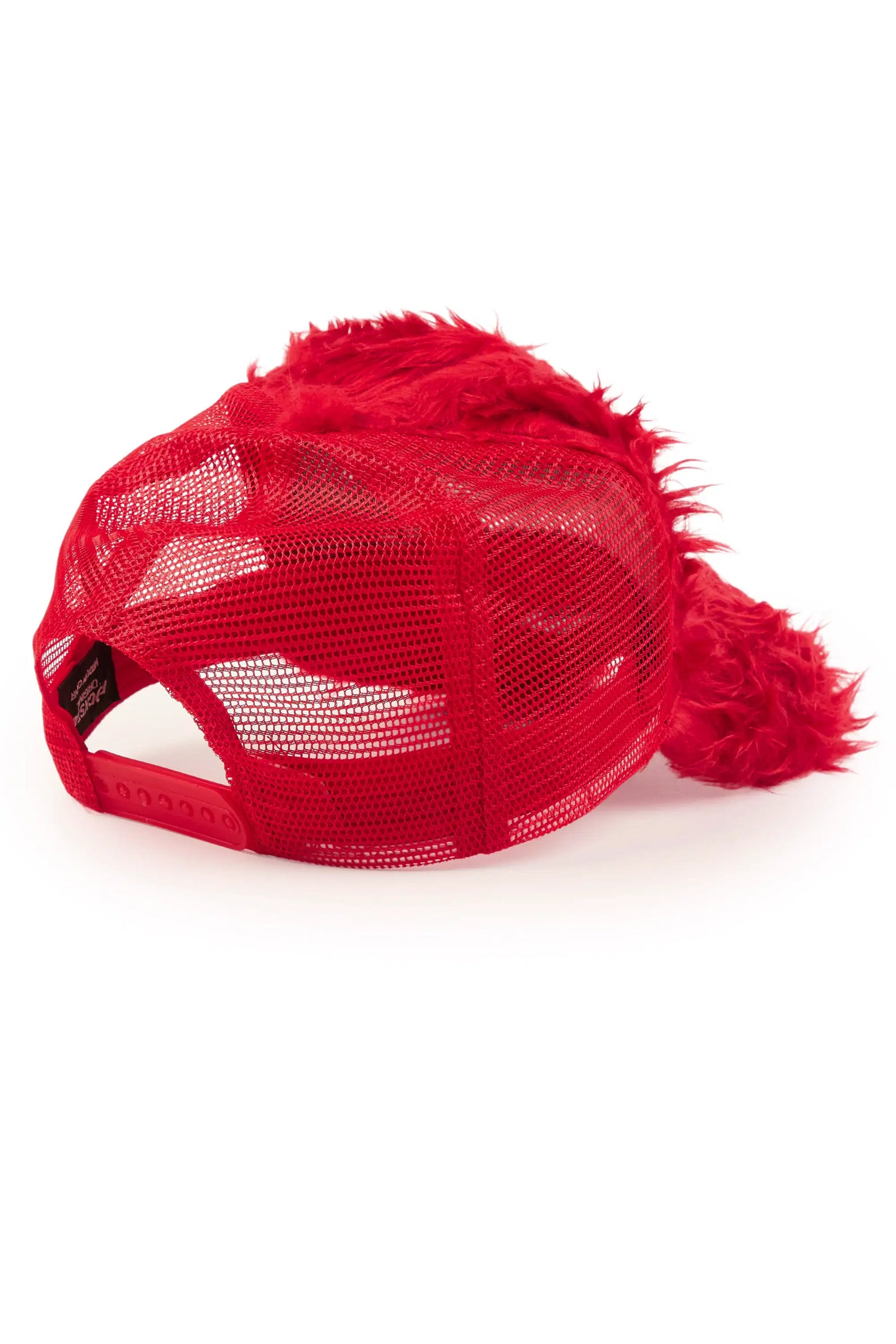 Donnesha Red Shaggy Fur Trucker Hat