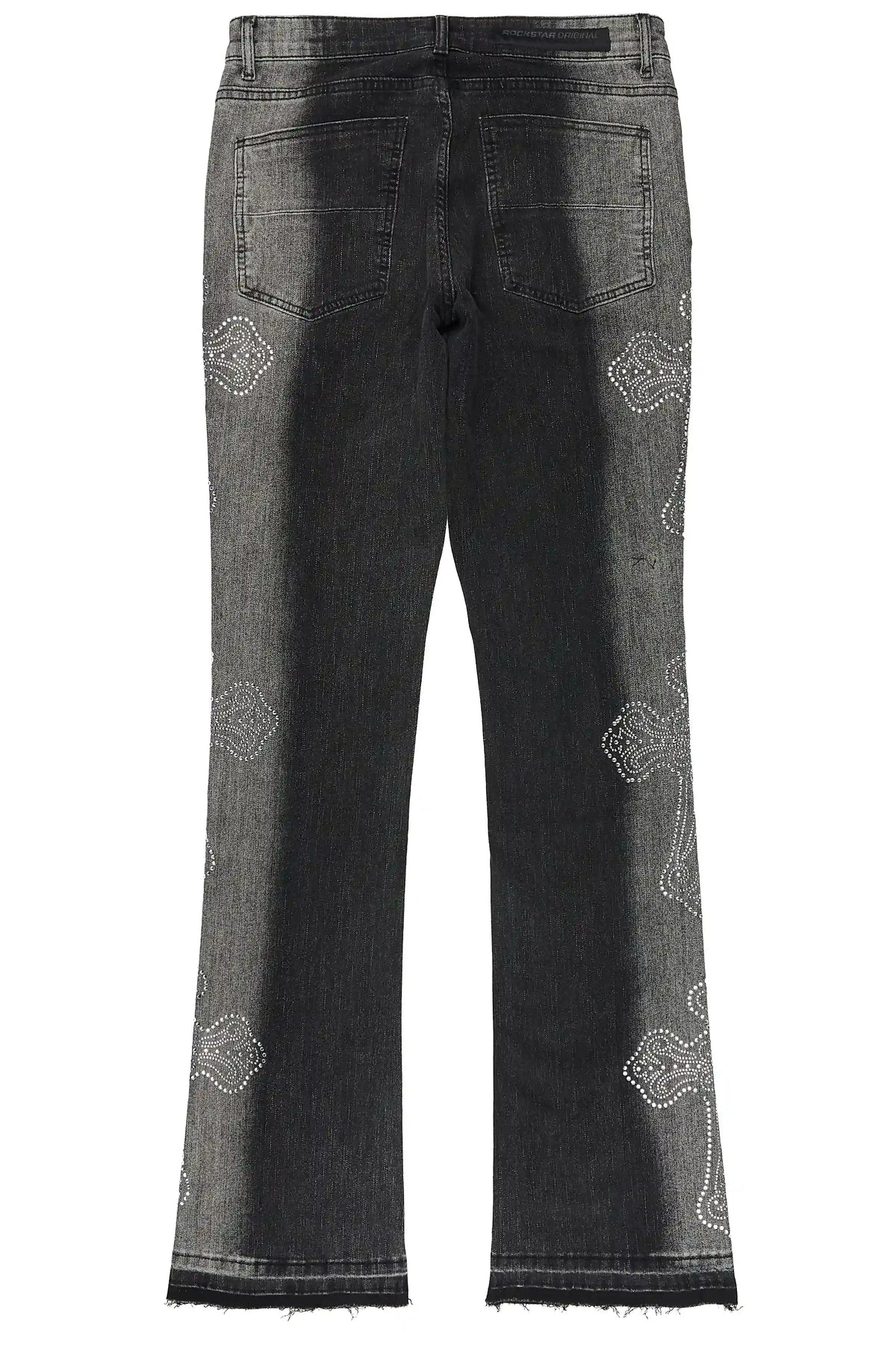 Reggie Dark Grey Rhinestone Stacked Flare Jean