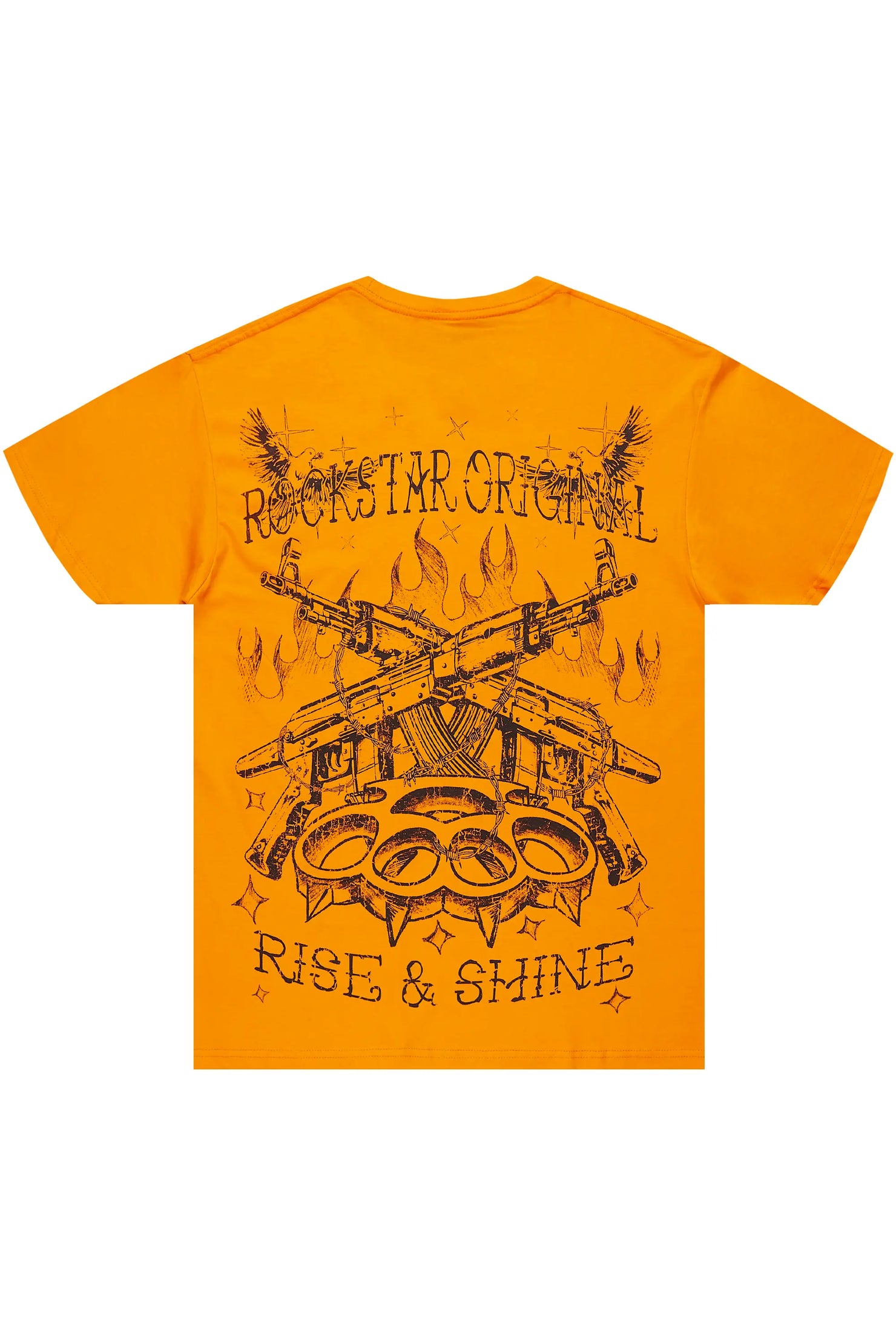 Pogboom Orange Graphic Oversized T-Shirt