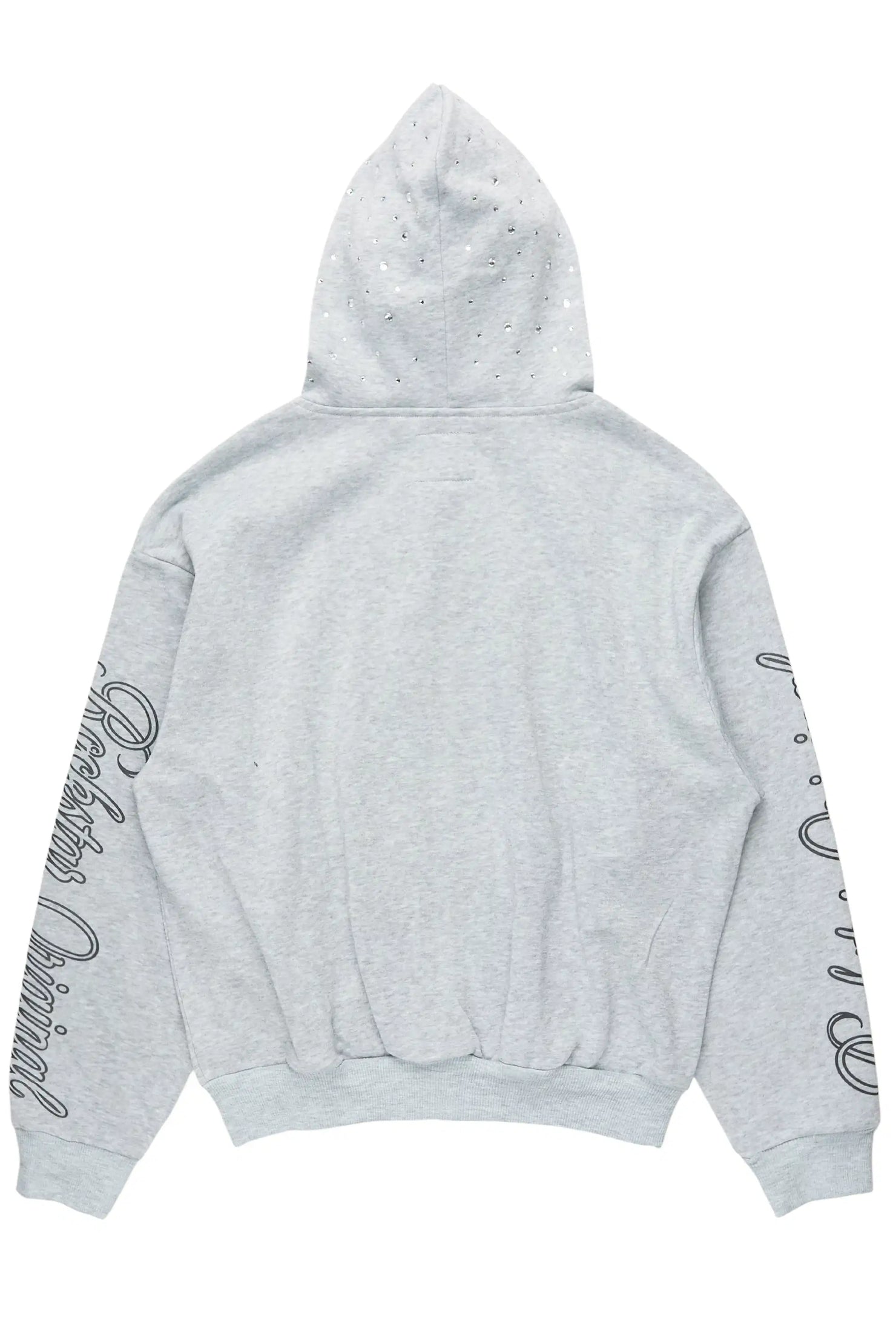 Dripped Heather Grey Rhinestone Hoodie