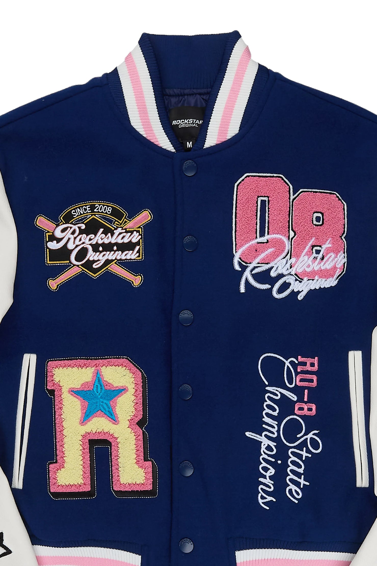 Tahisha Navy/White Oversized Varsity Jacket
