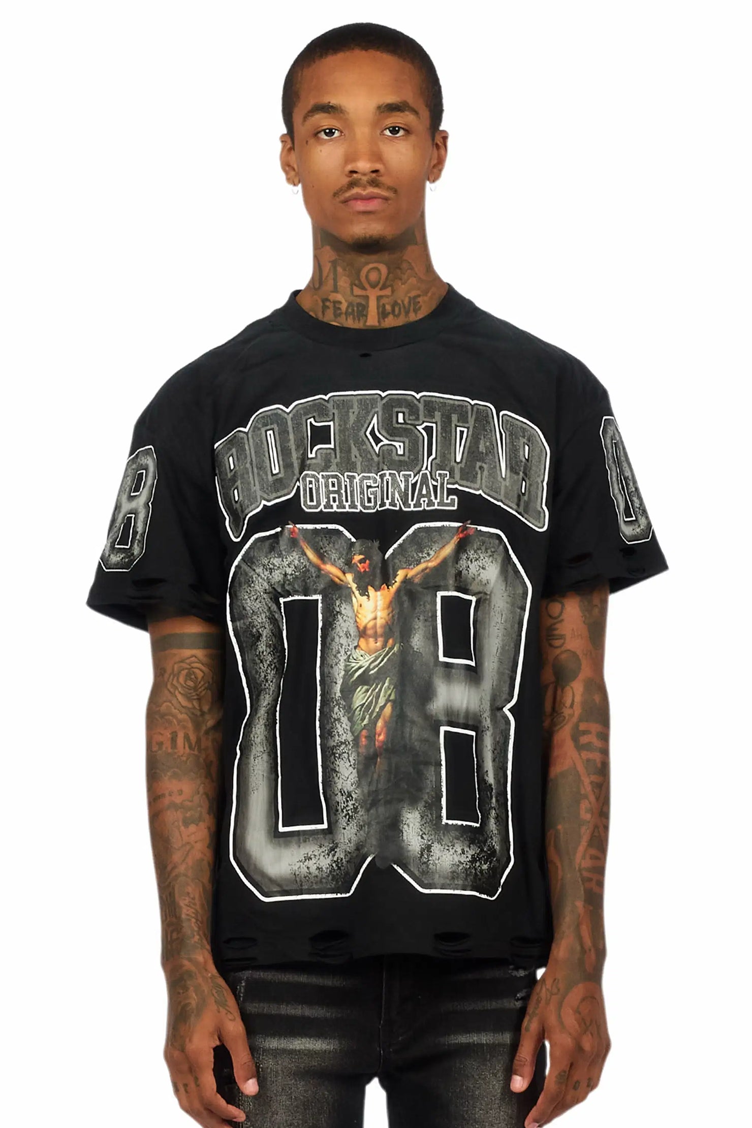 Fields Black/Grey Oversized Graphic T-Shirt