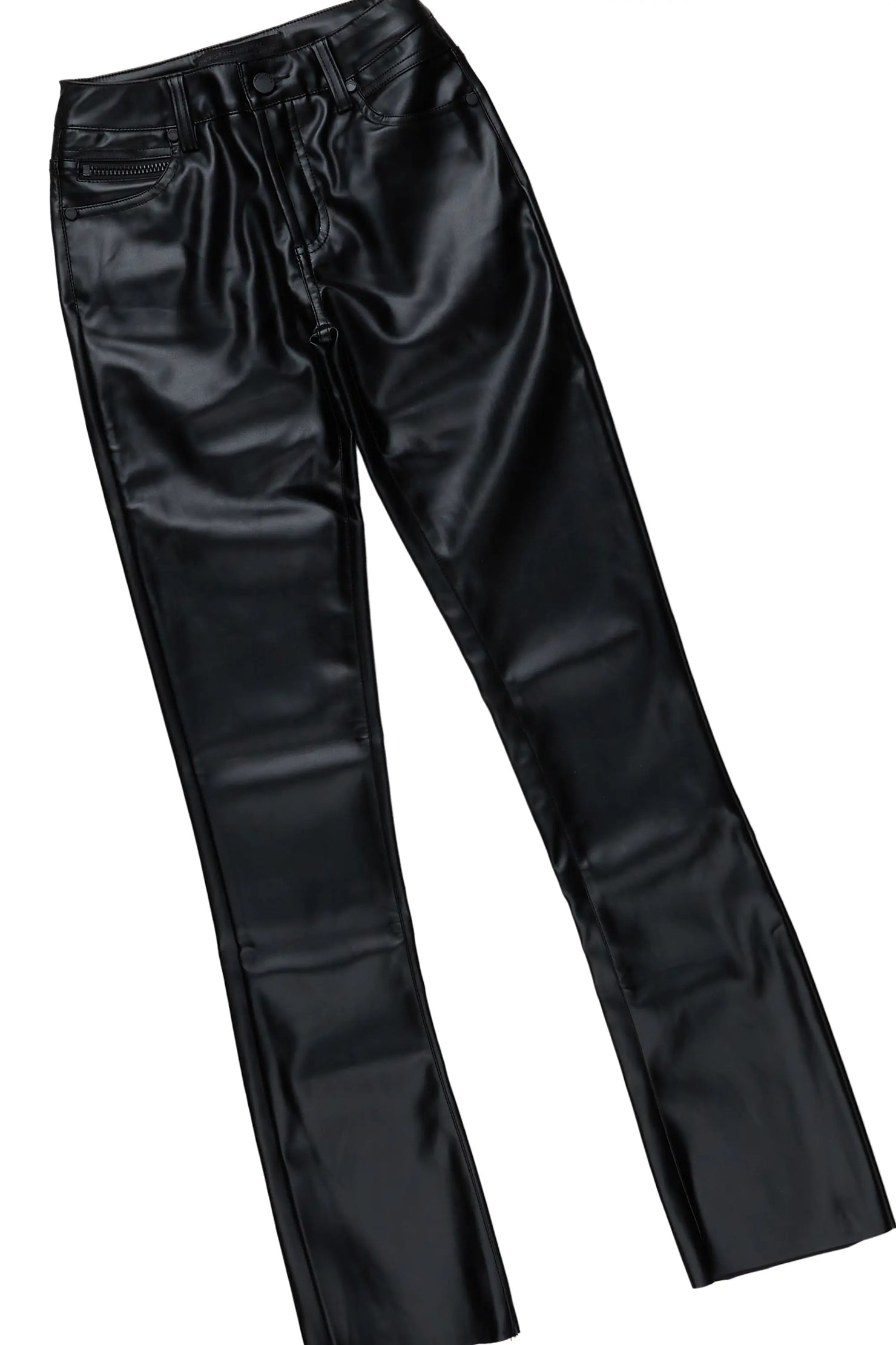 Boys Hades Black T-Shirt/Super Stacked Flare PU Jean Set