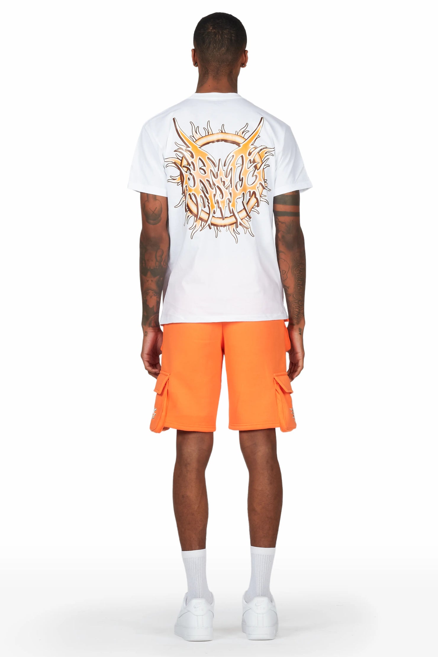 Yoga White/Orange T-Shirt Short Set
