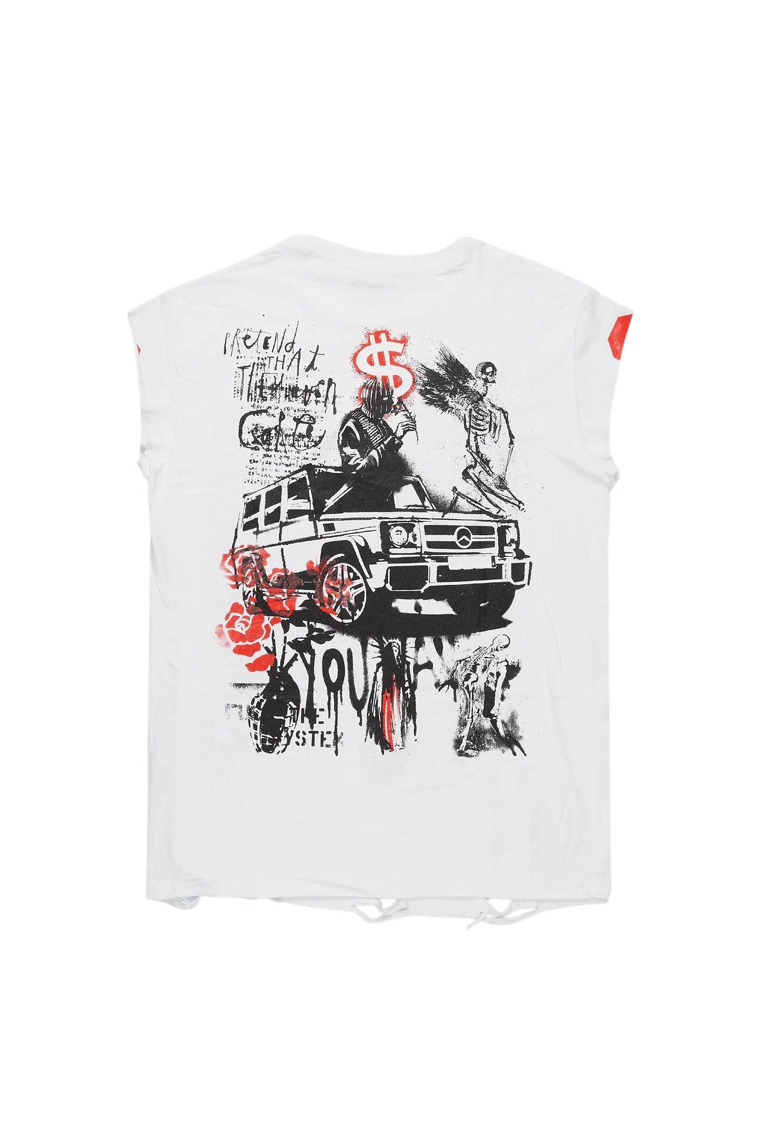 Grill White Graphic Muscle T-Shirt