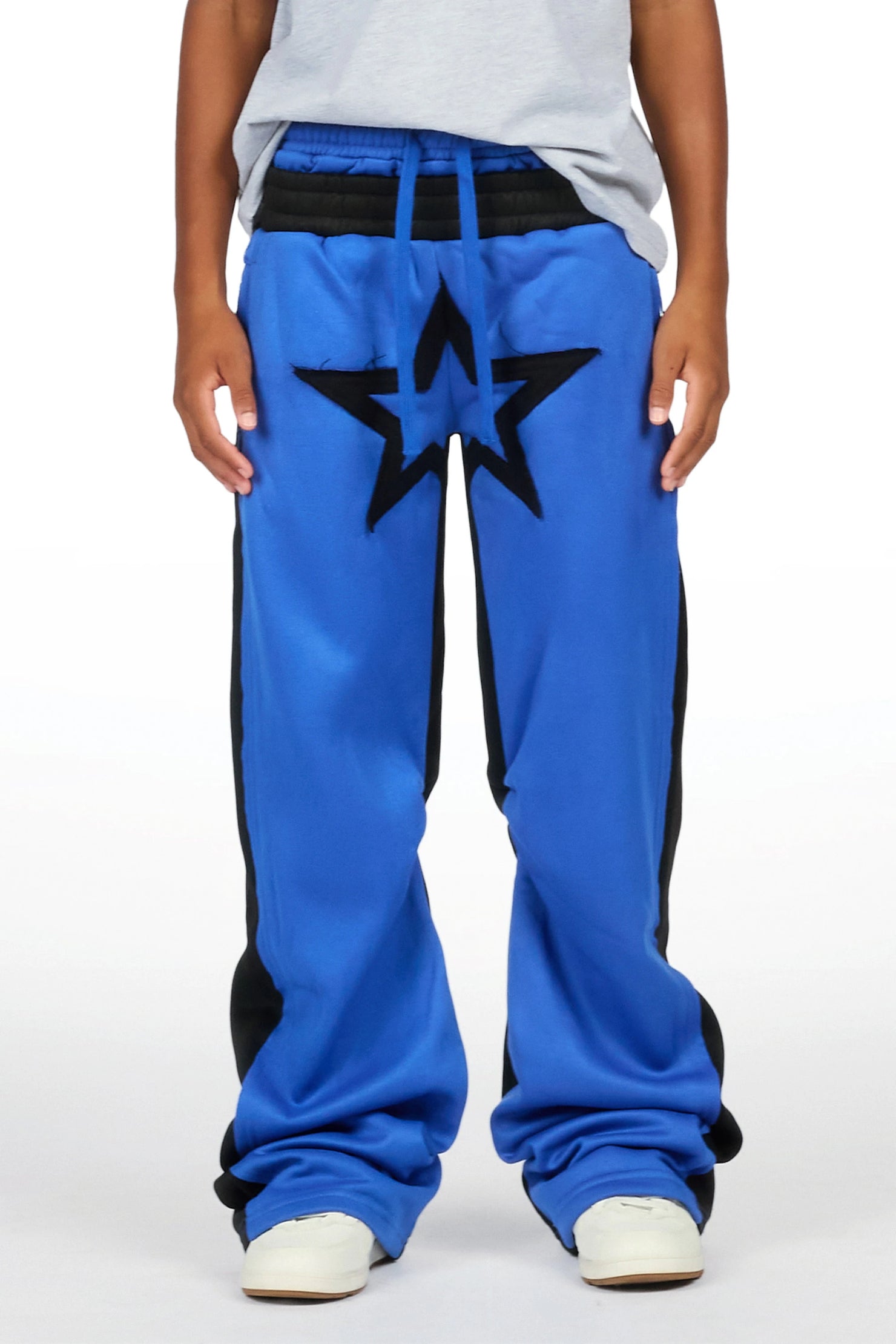 Boys Canaan Black/Royal Double Waisted Baggy Track Pant