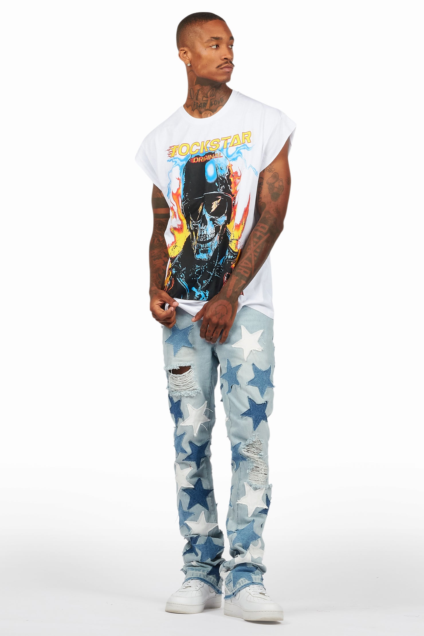 Balius White Graphic Muscle T-Shirt